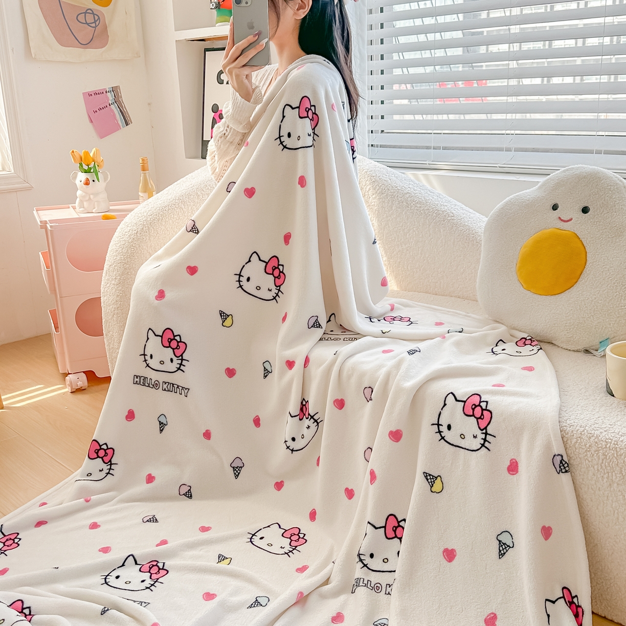 91家纺网 家纺一手货源 找家纺 （总）博雅 2026新款三丽鸥小版牛奶绒盖毯午睡毯