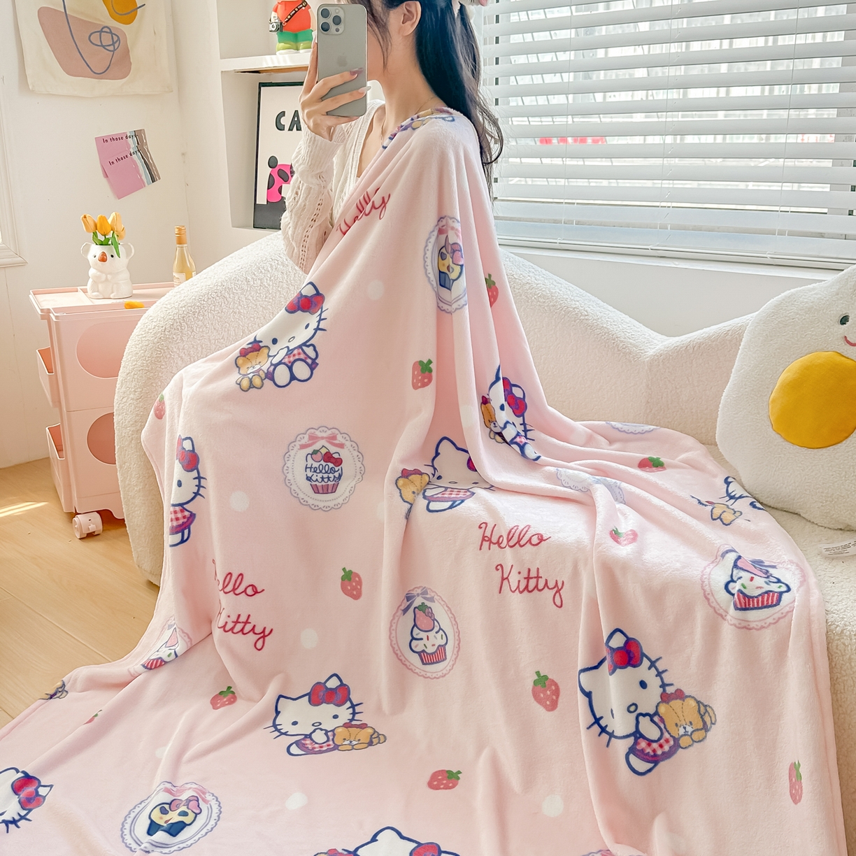 91家纺网 家纺一手货源 找家纺 （总）博雅 2026新款三丽鸥小版牛奶绒盖毯午睡毯