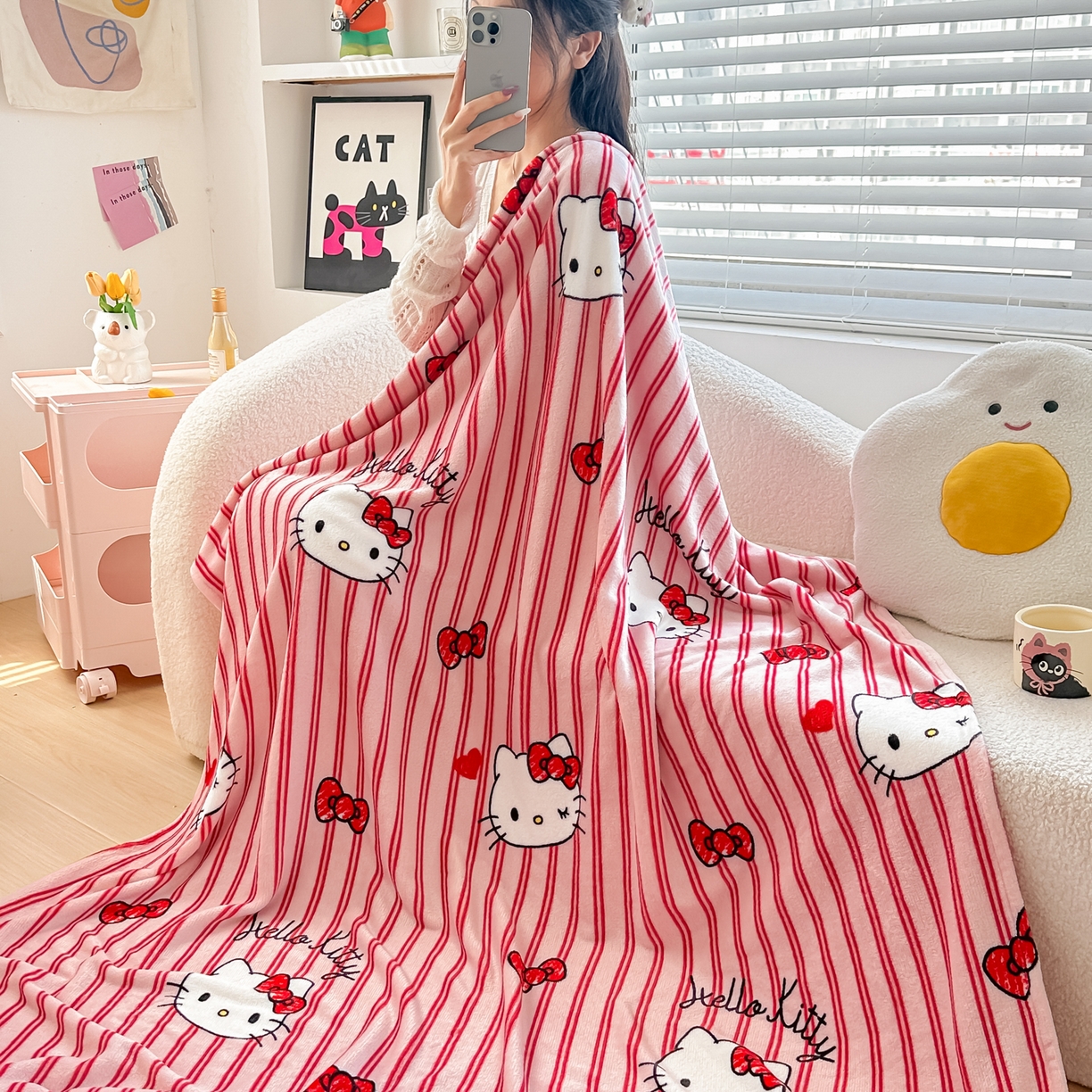 91家纺网 家纺一手货源 找家纺 （总）博雅 2026新款三丽鸥小版牛奶绒盖毯午睡毯