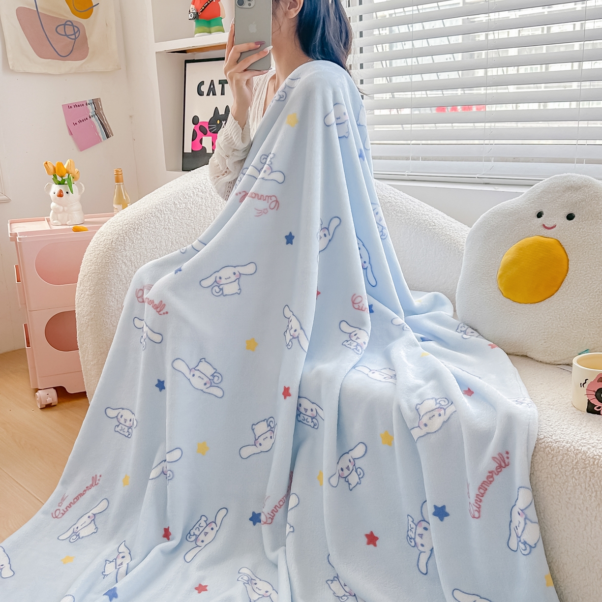 91家纺网 家纺一手货源 找家纺 （总）博雅 2026新款三丽鸥小版牛奶绒盖毯午睡毯