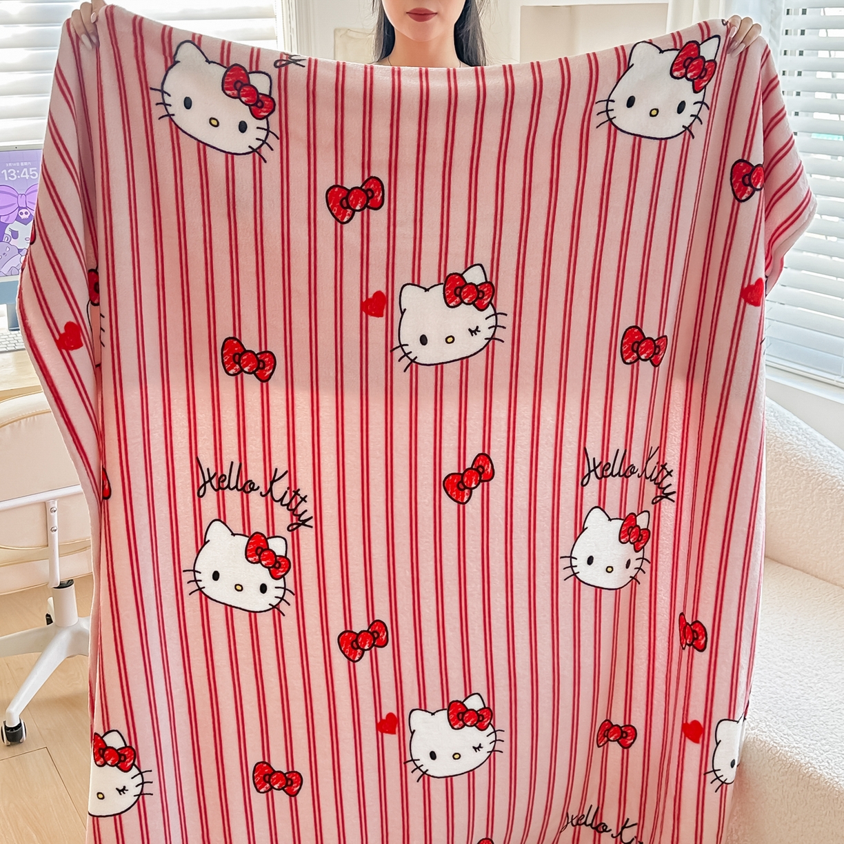 91家纺网 家纺一手货源 找家纺 博雅 2026新款三丽鸥小版牛奶绒盖毯午睡毯 小版-高贵KT