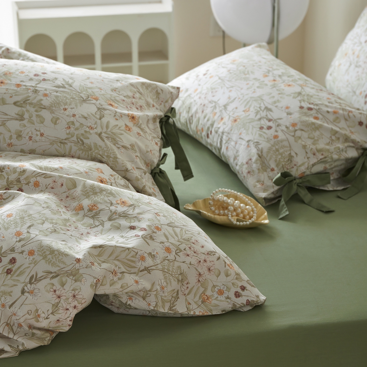 91家纺网 家纺一手货源 找家纺 （总）绫韵家纺 2026新款春夏13372全棉蝴蝶结四件套系列