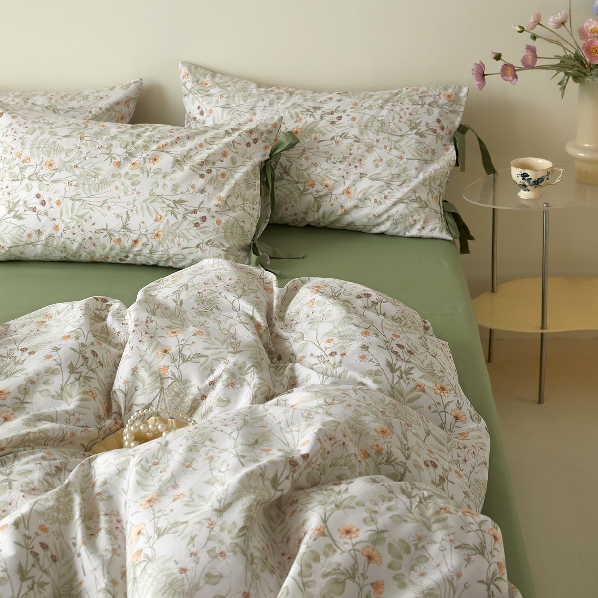 91家纺网 家纺一手货源 找家纺 （总）绫韵家纺 2026新款春夏13372全棉蝴蝶结四件套系列