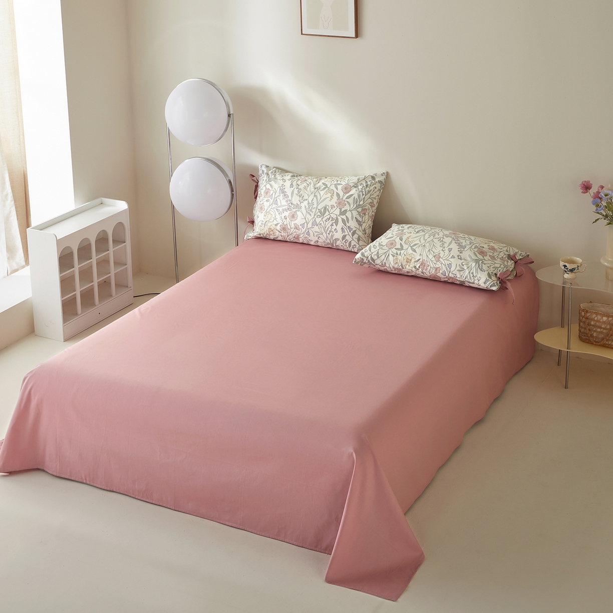 91家纺网 家纺一手货源 找家纺 绫韵家纺 2026新款春夏13372全棉蝴蝶结四件套系列 花样春光