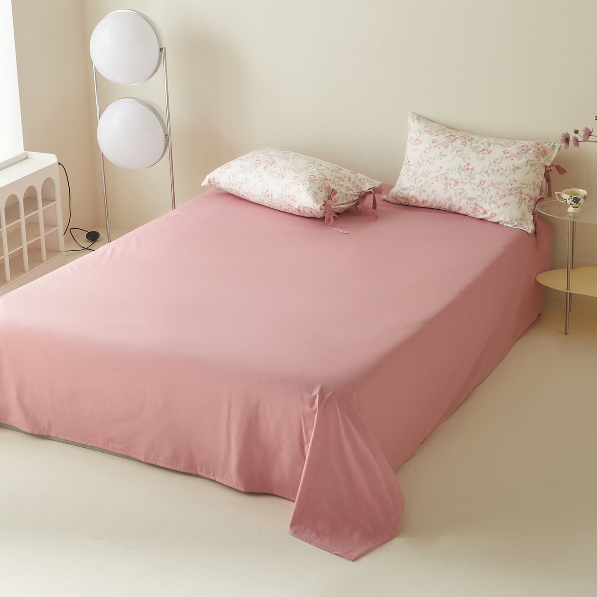 91家纺网 家纺一手货源 找家纺 绫韵家纺 2026新款春夏13372全棉蝴蝶结四件套系列 沉香