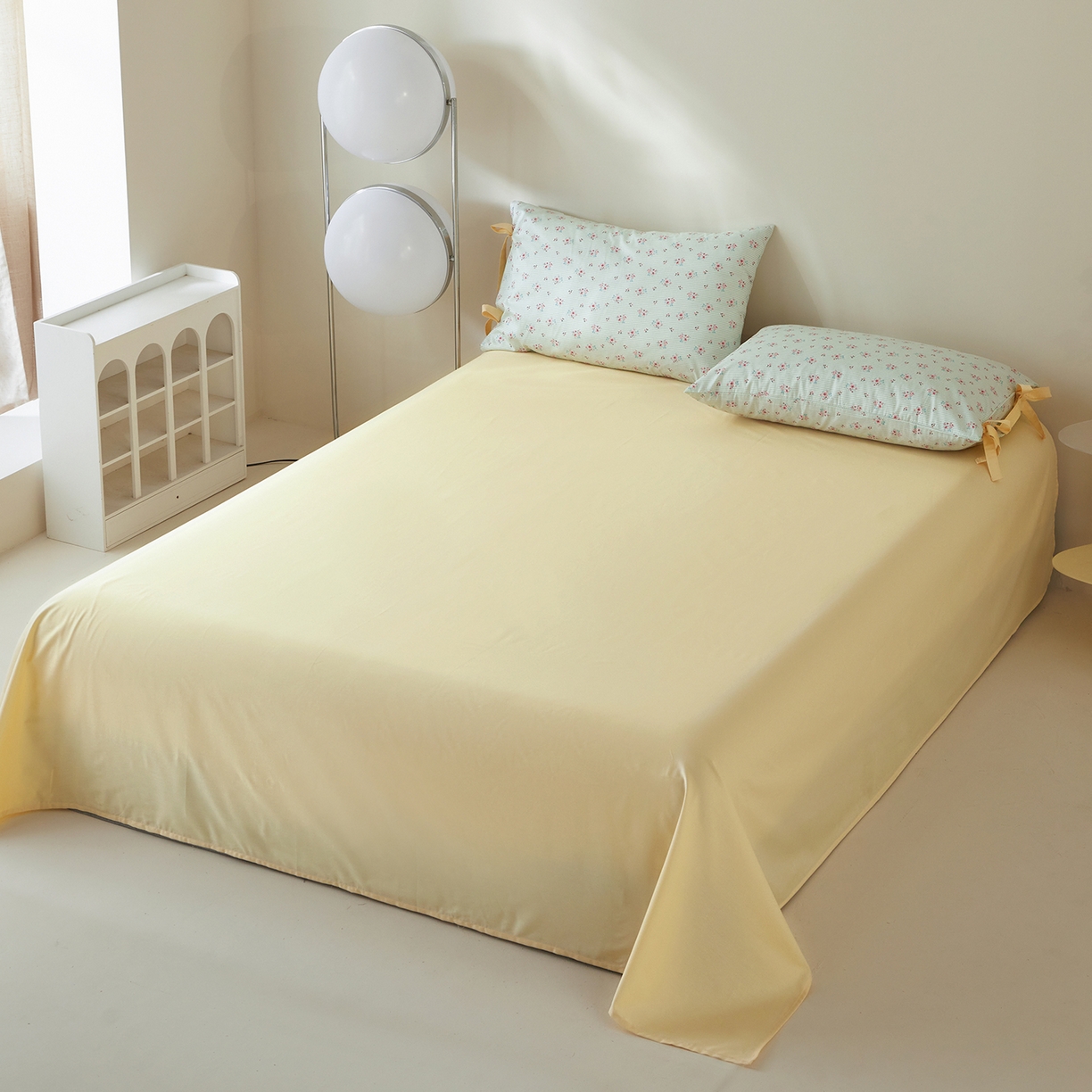 91家纺网 家纺一手货源 找家纺 绫韵家纺 2026新款春夏13372全棉蝴蝶结四件套系列 香山雪