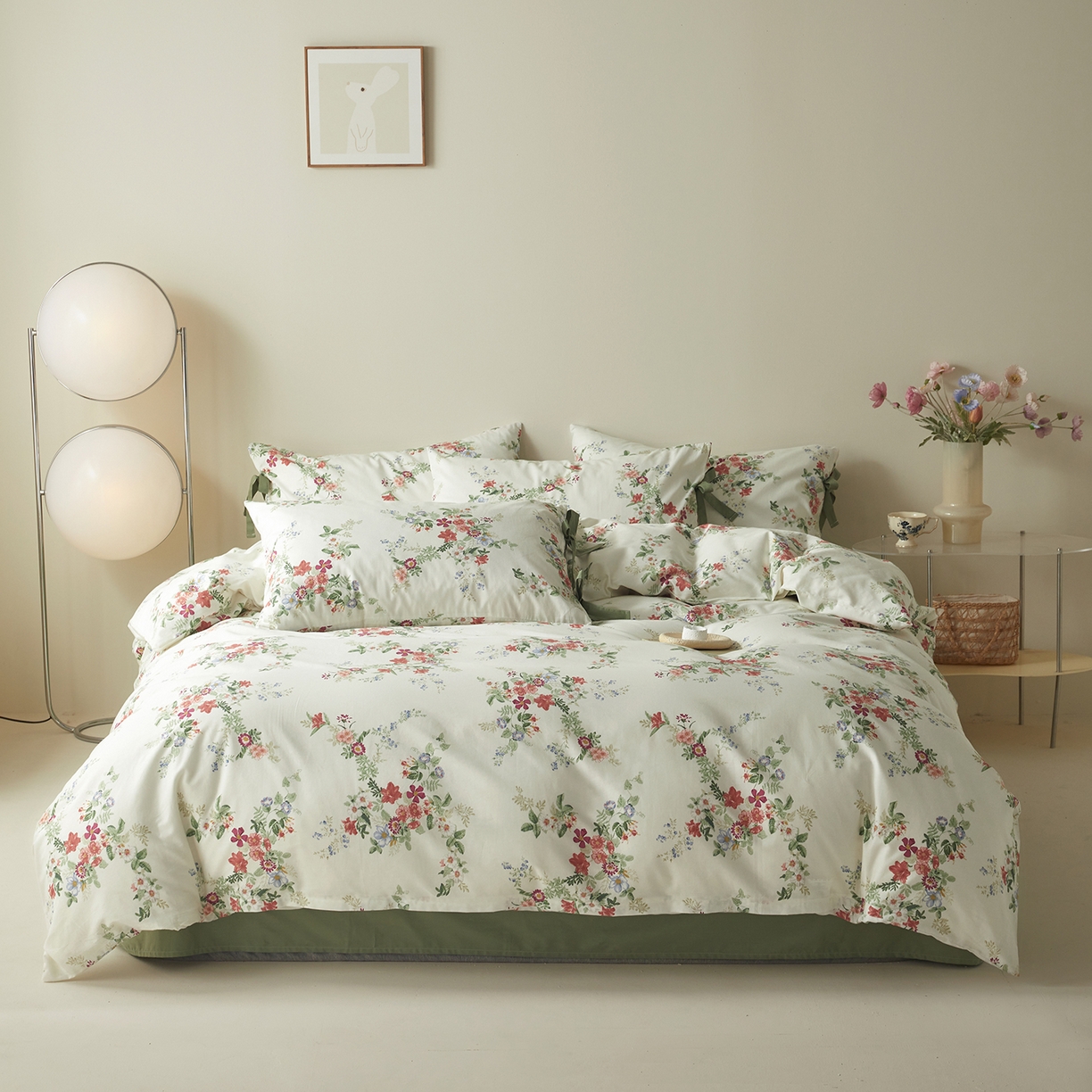 绫韵家纺 2026新款春夏13372全棉蝴蝶结四件套系列 火花