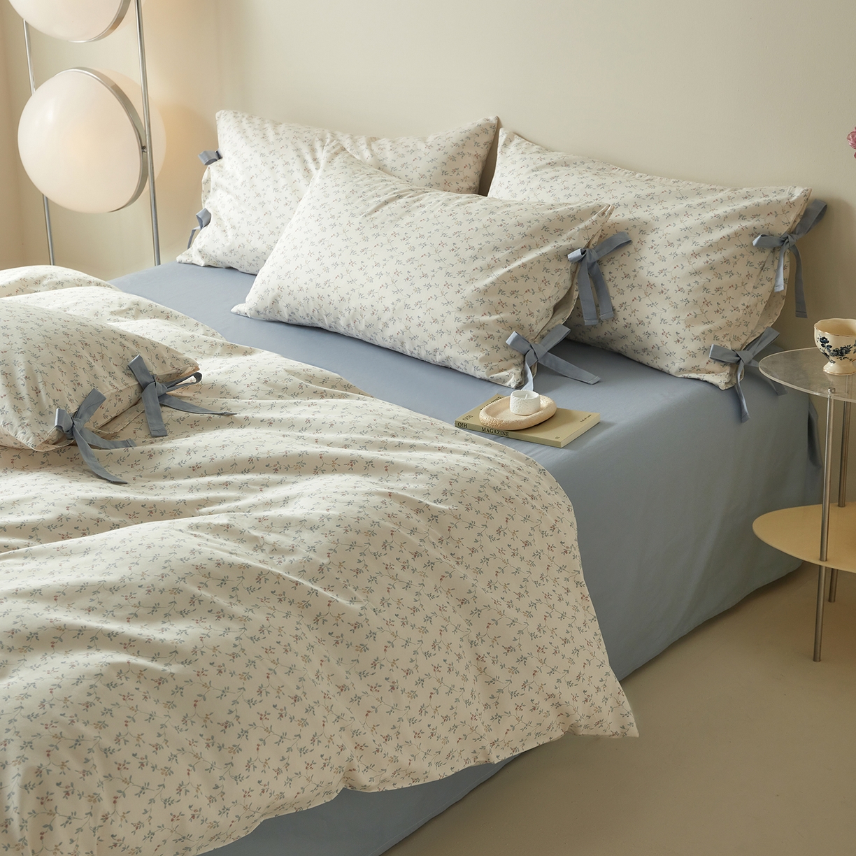 91家纺网 家纺一手货源 找家纺 绫韵家纺 2026新款春夏13372全棉蝴蝶结四件套系列 人间浪漫