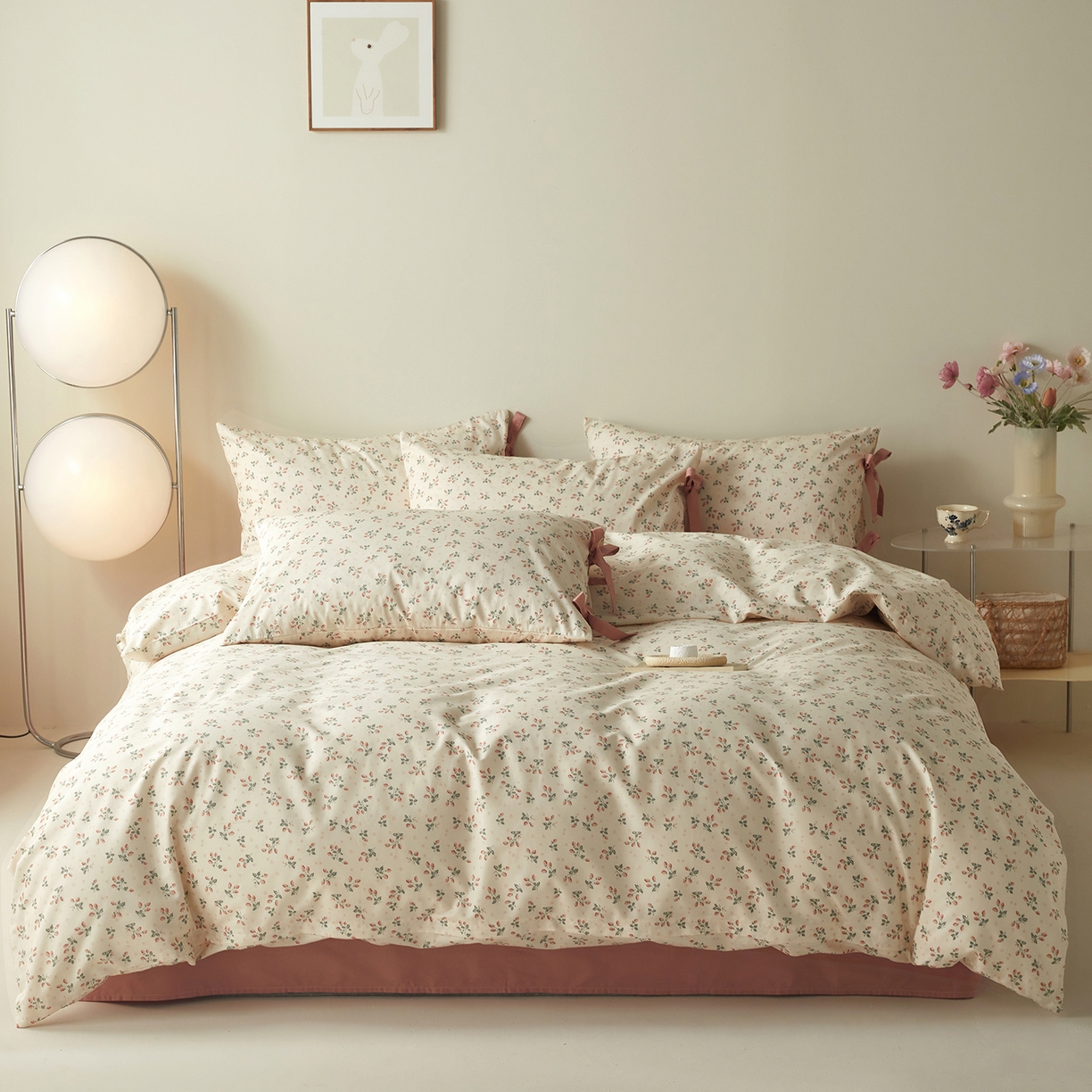 绫韵家纺 2026新款春夏13372全棉蝴蝶结四件套系列 情有独钟