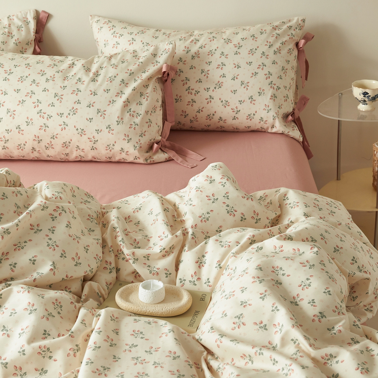 91家纺网 家纺一手货源 找家纺 绫韵家纺 2026新款春夏13372全棉蝴蝶结四件套系列 情有独钟