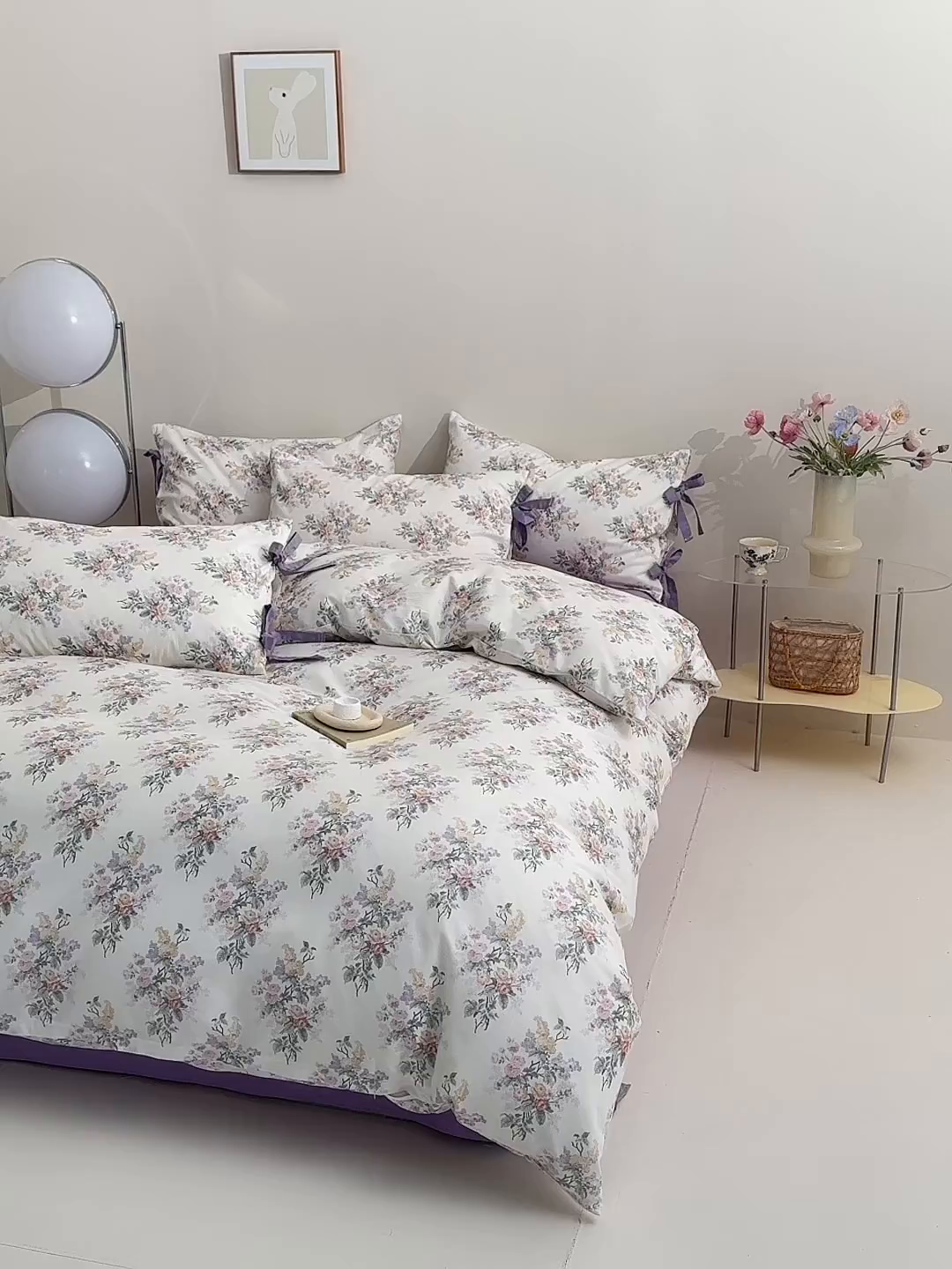 91家纺网 家纺一手货源 找家纺 绫韵家纺 2026新款春夏13372全棉蝴蝶结四件套系列 君雅临风