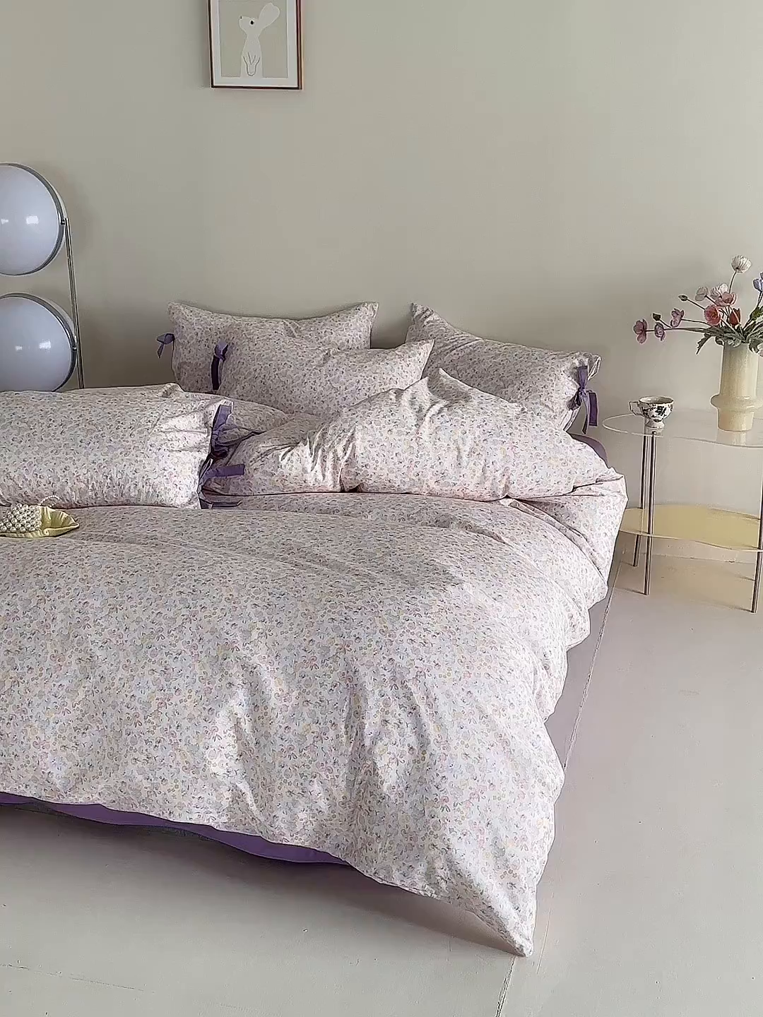 91家纺网 家纺一手货源 找家纺 绫韵家纺 2026新款春夏13372全棉蝴蝶结四件套系列 舒曼