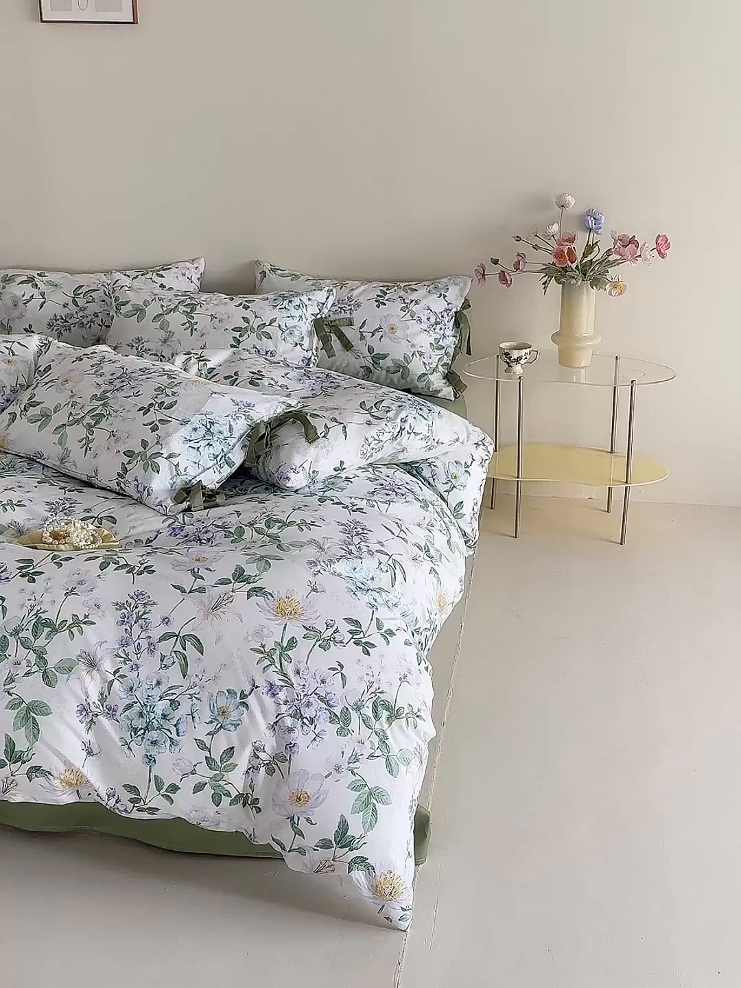 91家纺网 家纺一手货源 找家纺 绫韵家纺 2026新款春夏13372全棉蝴蝶结四件套系列 丹恒