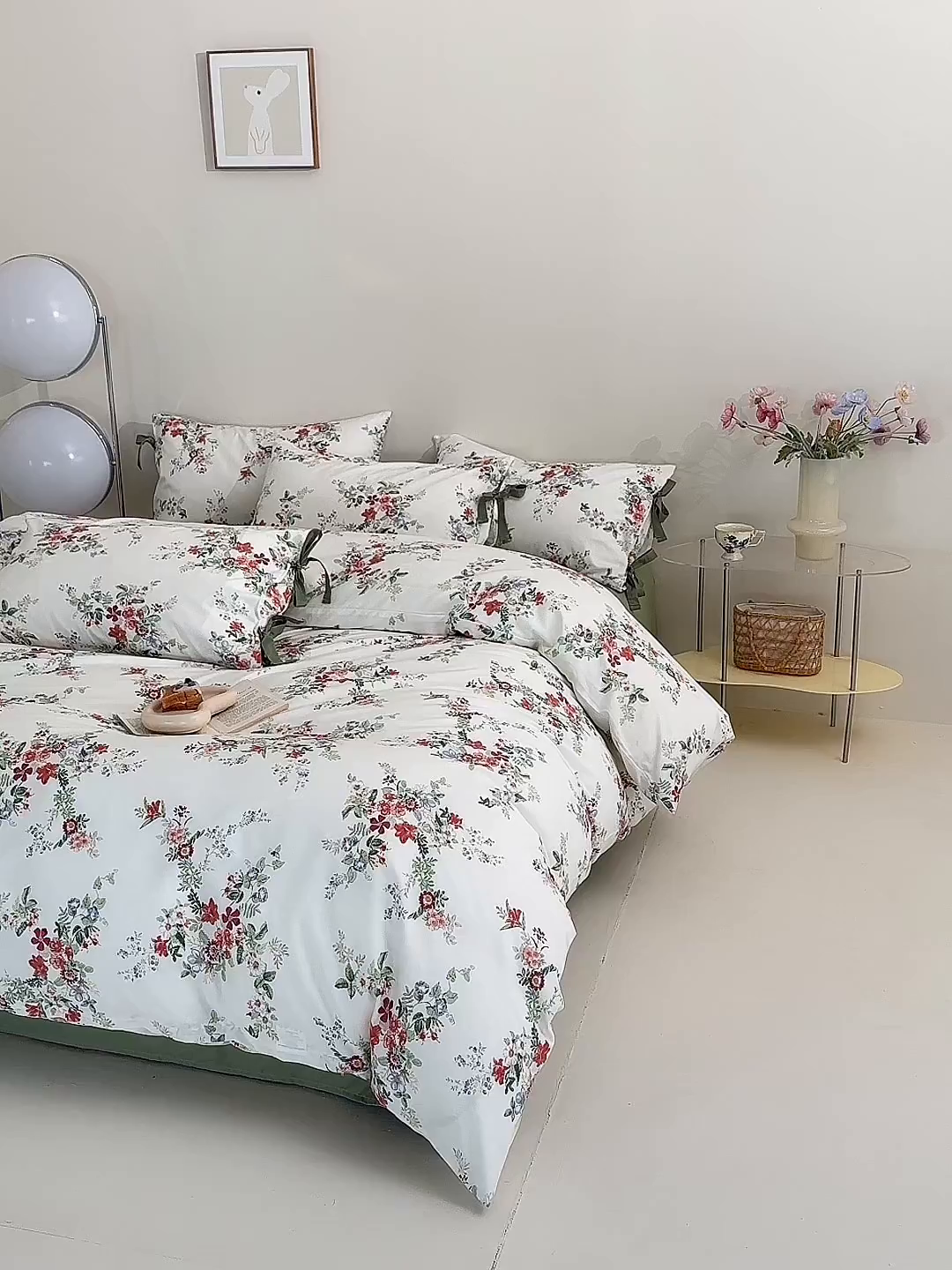 91家纺网 家纺一手货源 找家纺 绫韵家纺 2026新款春夏13372全棉蝴蝶结四件套系列 火花