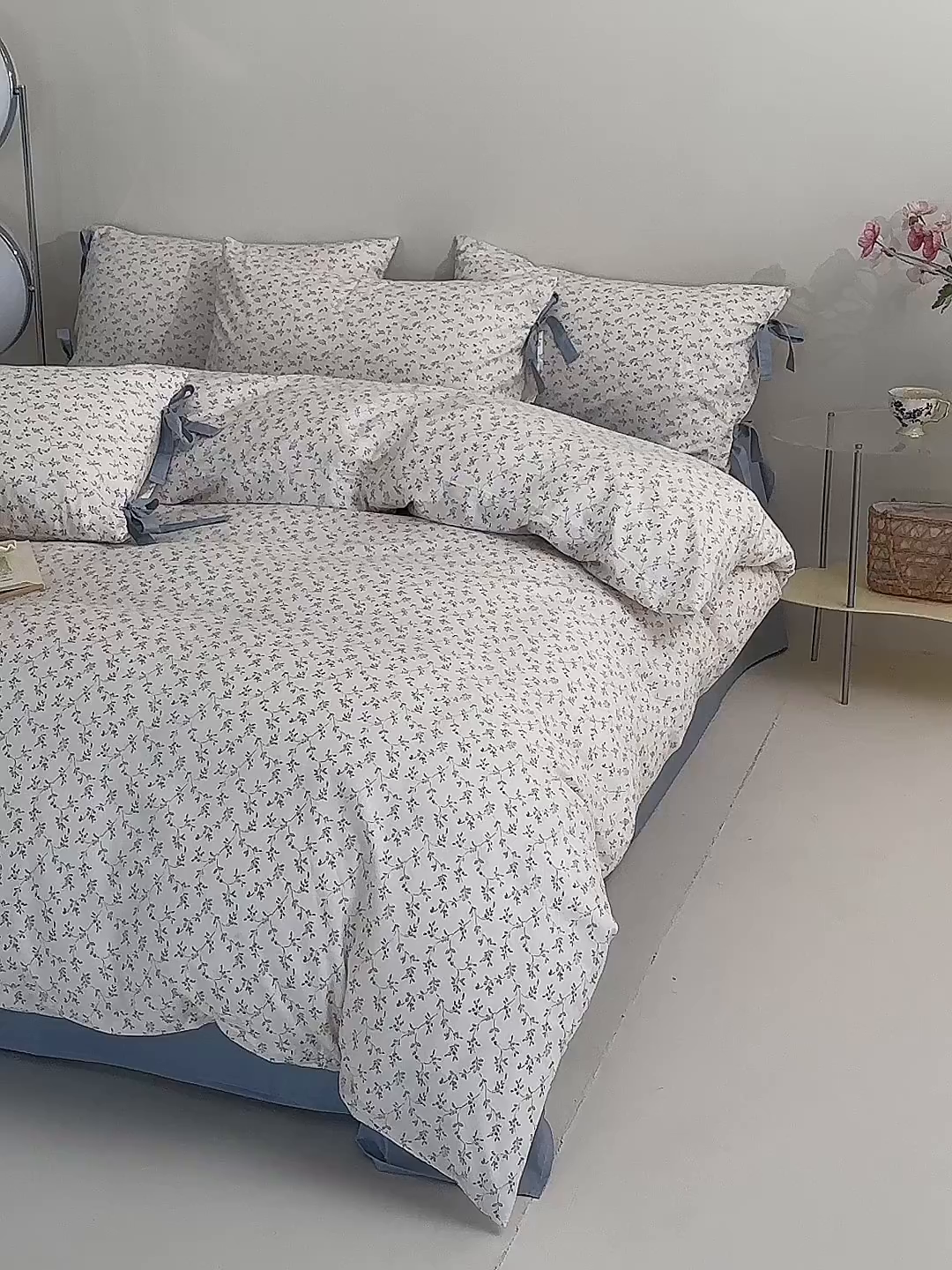 91家纺网 家纺一手货源 找家纺 绫韵家纺 2026新款春夏13372全棉蝴蝶结四件套系列 人间浪漫