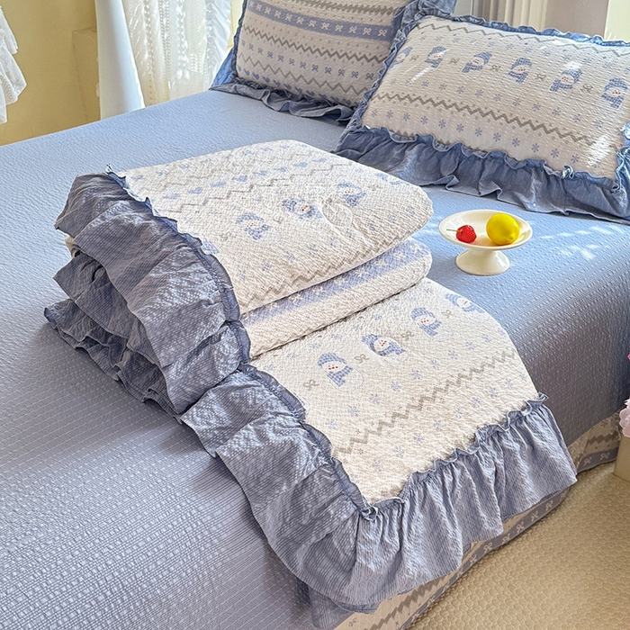 91家纺网 家纺一手货源 找家纺 （总）韩约家纺 2026新款法式大花边泡芙棉床单款夏凉被空调被被套四件套