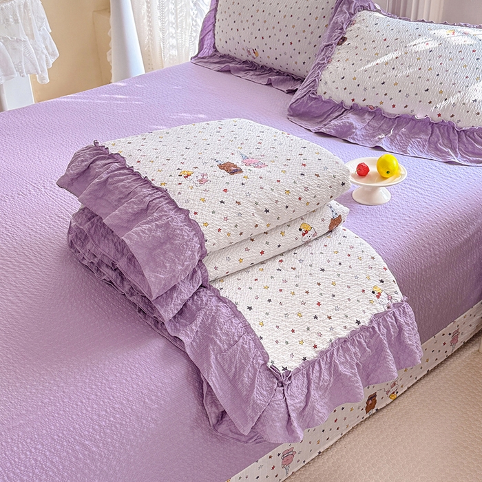 91家纺网 家纺一手货源 找家纺 （总）韩约家纺 2026新款法式大花边泡芙棉床单款夏凉被空调被被套四件套