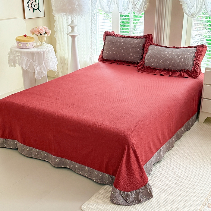 91家纺网 家纺一手货源 找家纺 韩约家纺 2026新款法式大花边泡芙棉床单款夏凉被空调被被套四件套 花见喜