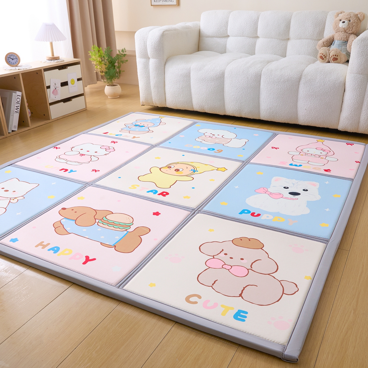 91家纺网 家纺一手货源 找家纺 川悦生活 2026新款凉垫地垫榻榻米卡通地垫 萌宠派对