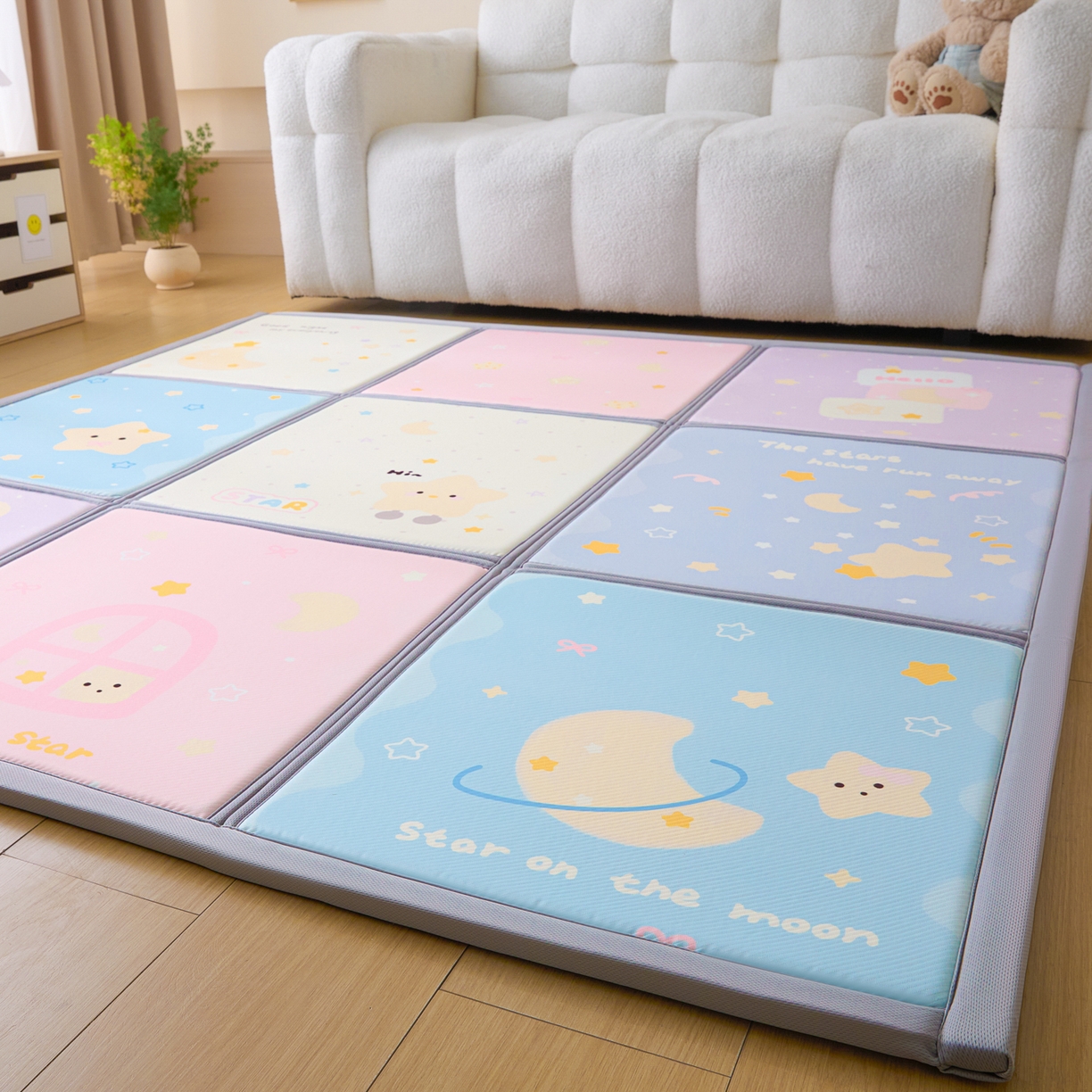 91家纺网 家纺一手货源 找家纺 川悦生活 2026新款凉垫地垫榻榻米卡通地垫 云端星梦