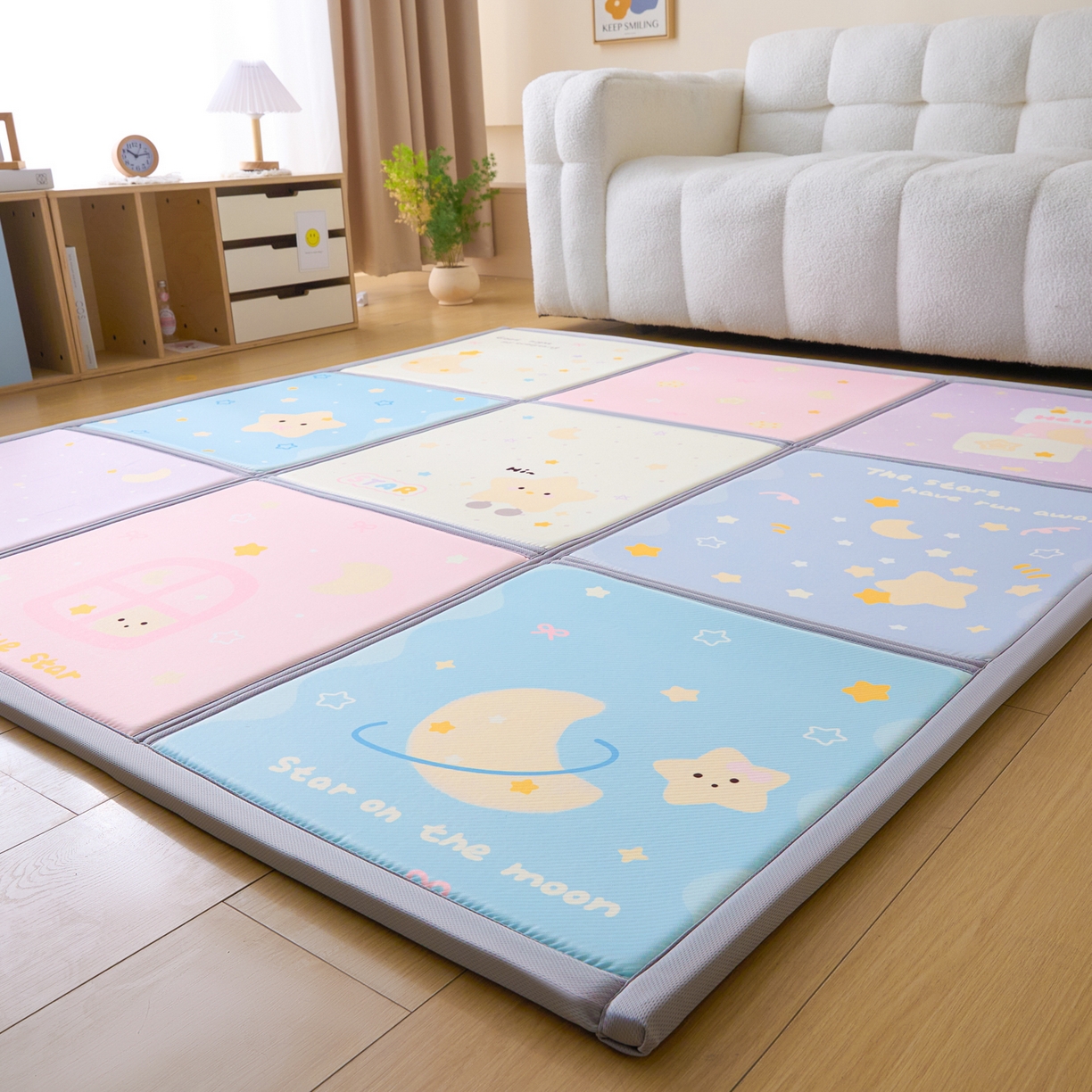 91家纺网 家纺一手货源 找家纺 川悦生活 2026新款凉垫地垫榻榻米卡通地垫 云端星梦