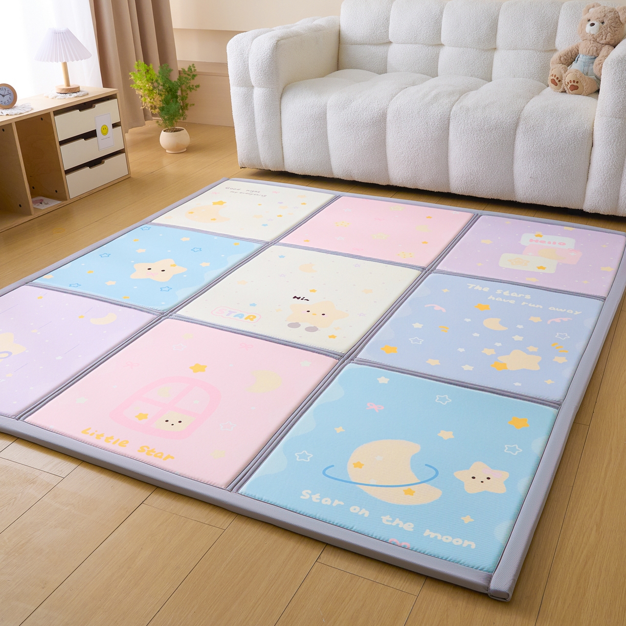 91家纺网 家纺一手货源 找家纺 川悦生活 2026新款凉垫地垫榻榻米卡通地垫 云端星梦