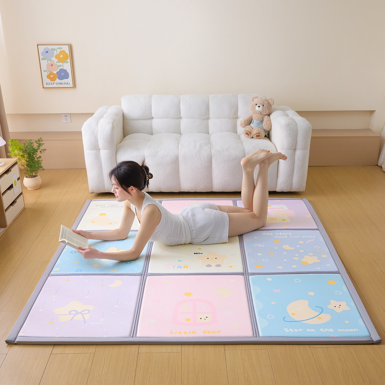 91家纺网 家纺一手货源 找家纺 川悦生活 2026新款凉垫地垫榻榻米卡通地垫 云端星梦