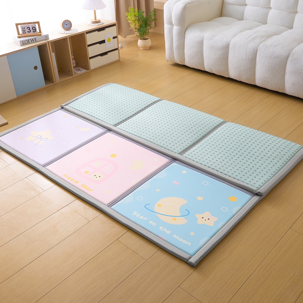 91家纺网 家纺一手货源 找家纺 川悦生活 2026新款凉垫地垫榻榻米卡通地垫 云端星梦