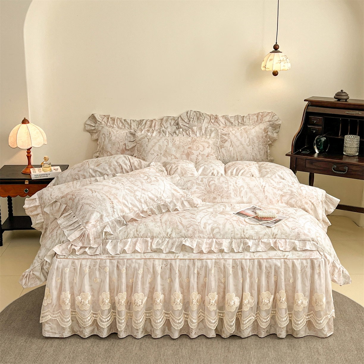 91家纺网 家纺一手货源 找家纺 宜凡家纺 2026新款全棉数码印花单层床裙②号系列四件套 禾暮