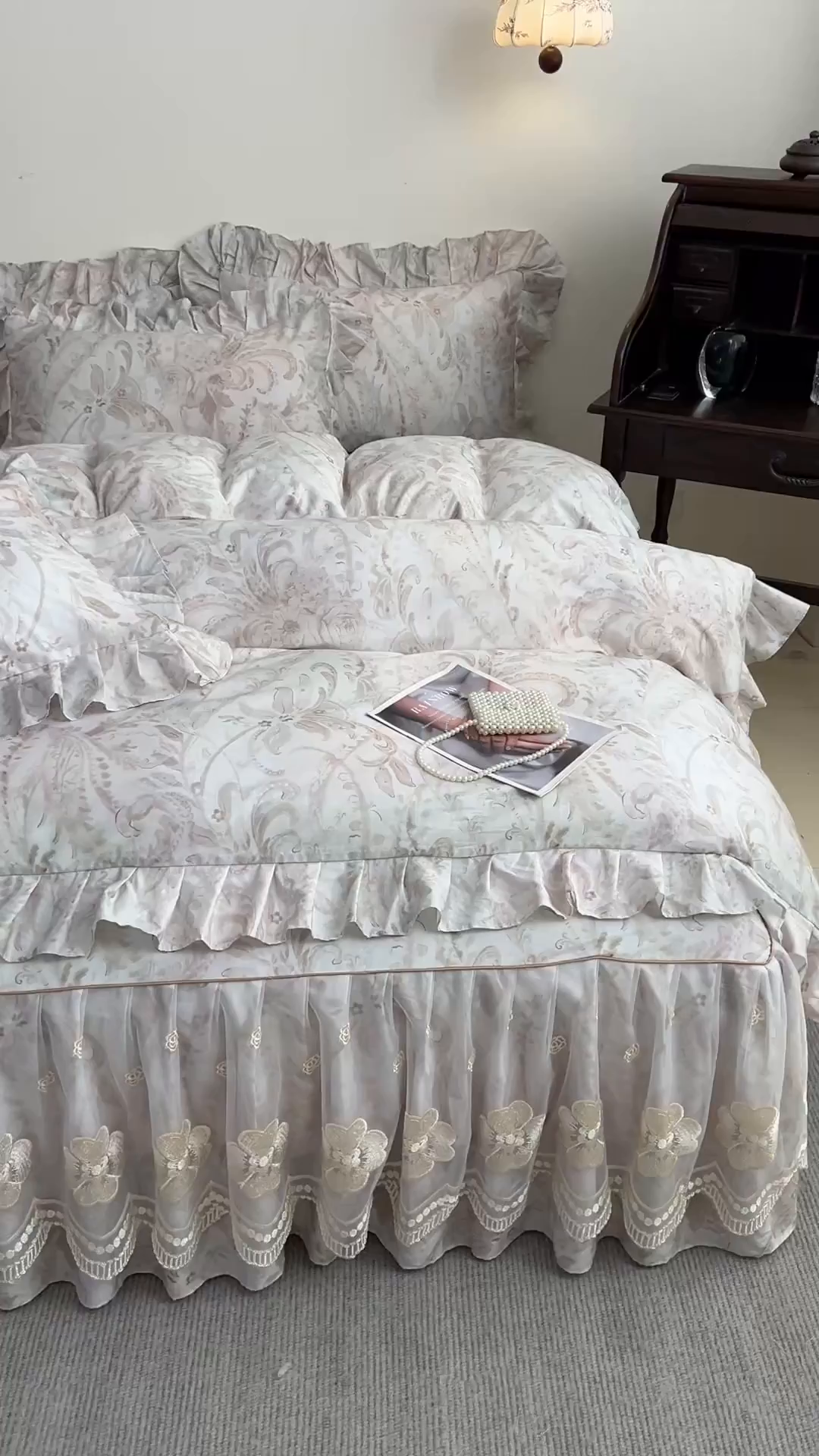 91家纺网 家纺一手货源 找家纺 宜凡家纺 2026新款全棉数码印花单层床裙②号系列四件套 禾暮