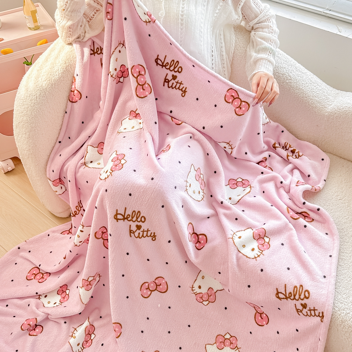 91家纺网 家纺一手货源 找家纺 博雅 2026新款三丽鸥小版牛奶绒盖毯午睡毯 小版-蝴蝶结KT