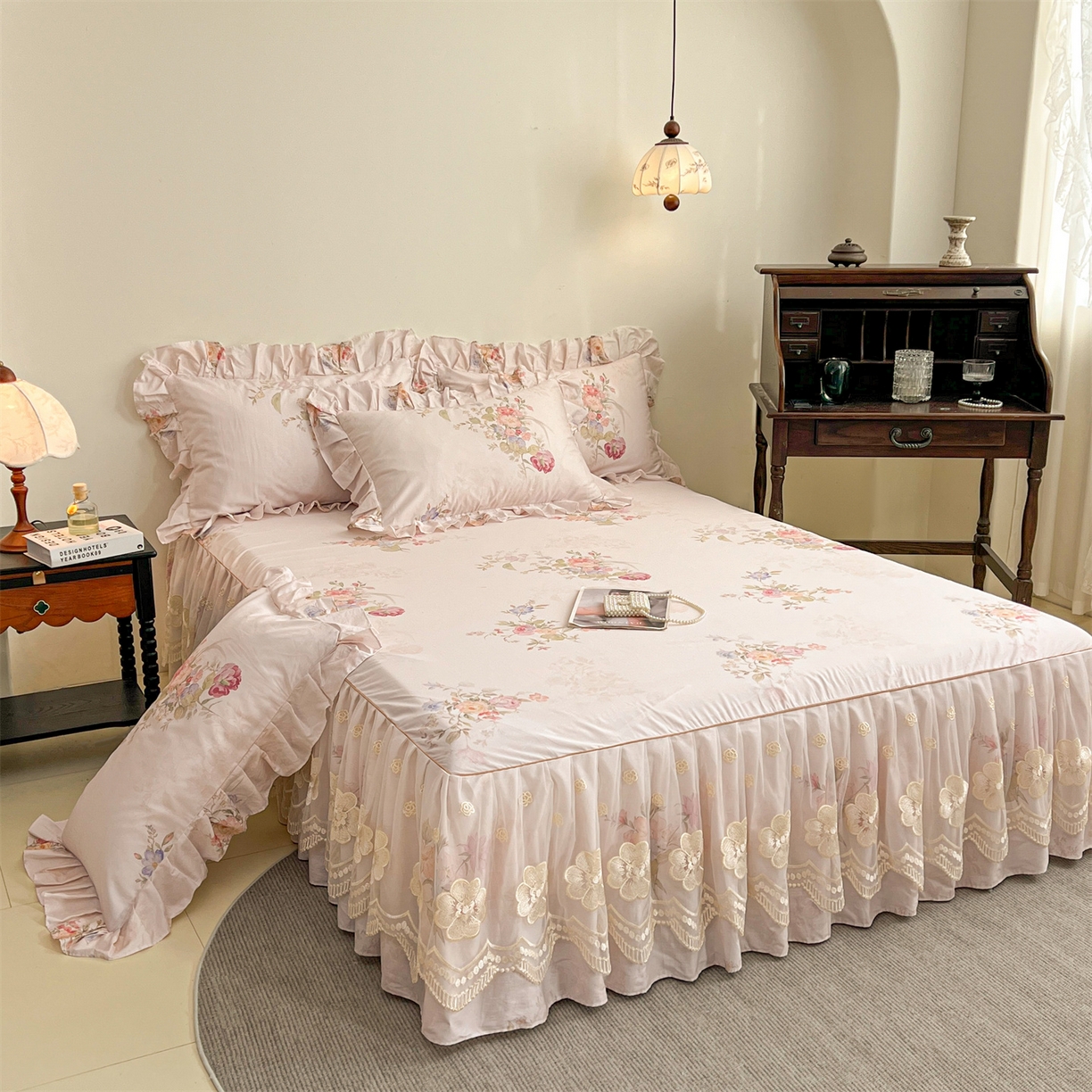 91家纺网 家纺一手货源 找家纺 宜凡家纺 2026新款全棉数码印花单层床裙②号系列四件套 澜晚