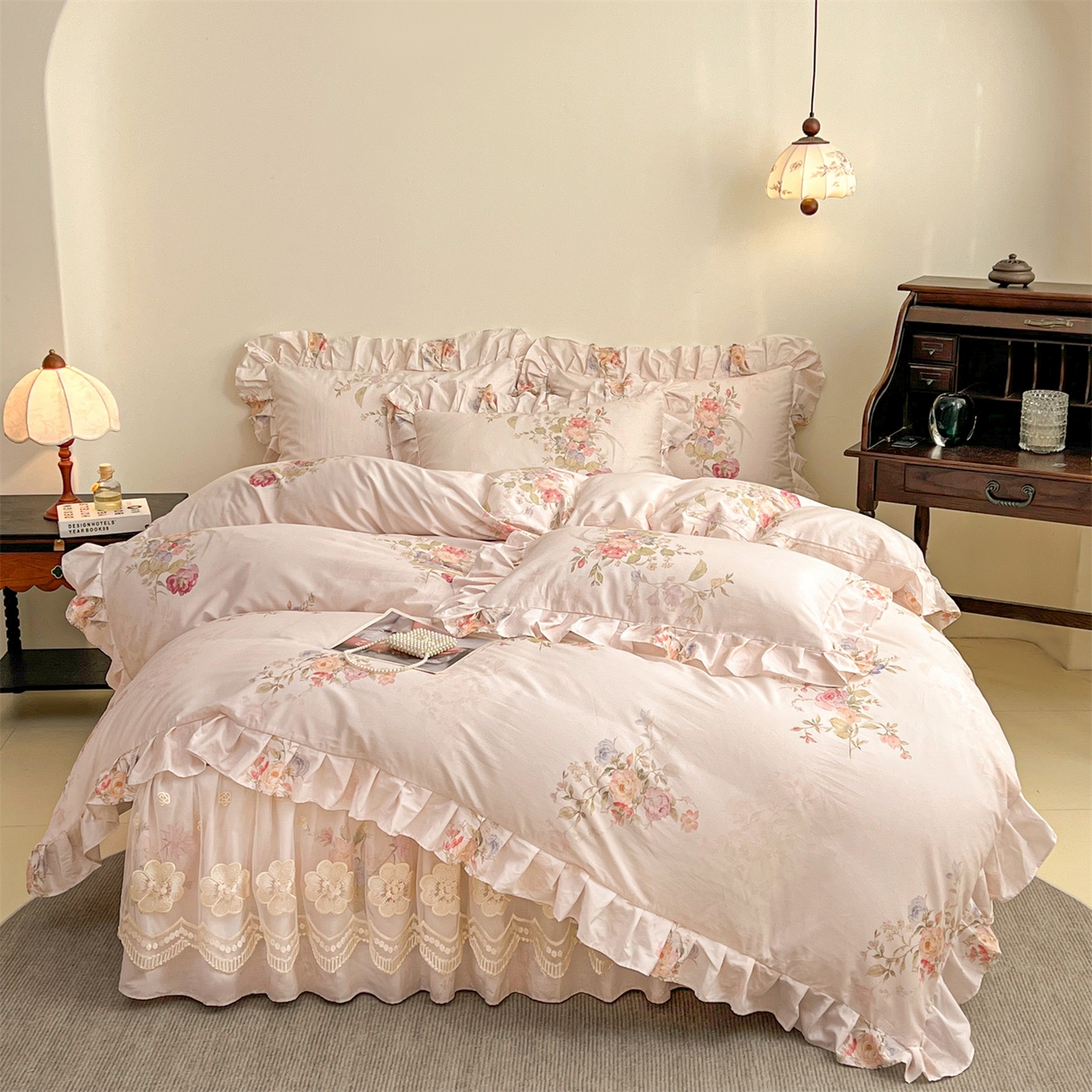 91家纺网 家纺一手货源 找家纺 宜凡家纺 2026新款全棉数码印花单层床裙②号系列四件套 澜晚