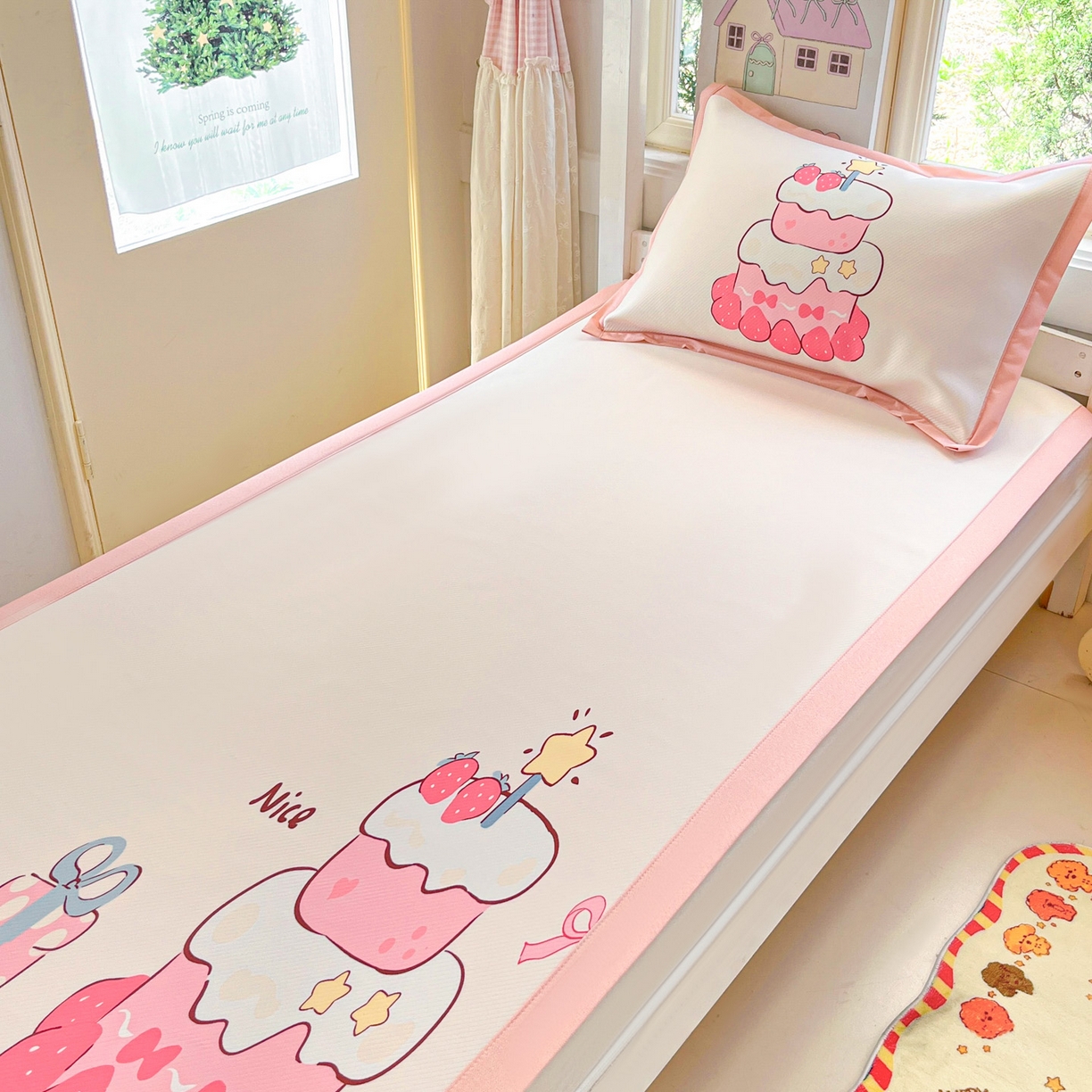 91家纺网 家纺一手货源 找家纺 （总）川悦生活 2026新款凉豆豆大阪卡通学生床凉席席子凉席