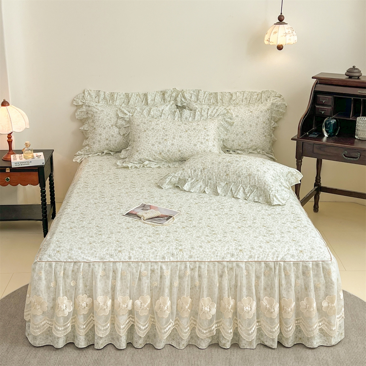 91家纺网 家纺一手货源 找家纺 宜凡家纺 2026新款全棉数码印花单层床裙②号系列四件套 茜野