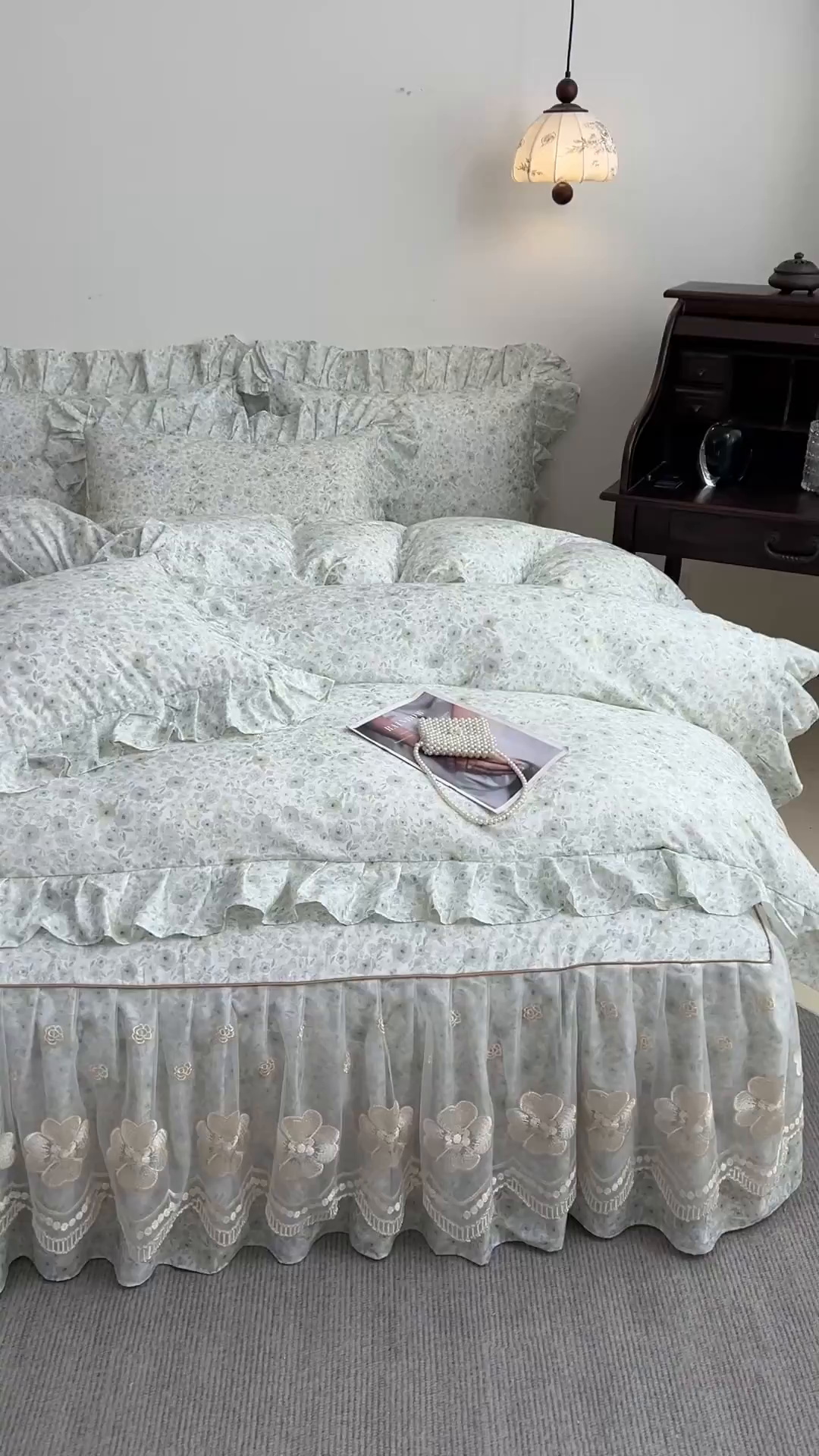 91家纺网 家纺一手货源 找家纺 宜凡家纺 2026新款全棉数码印花单层床裙②号系列四件套 茜野