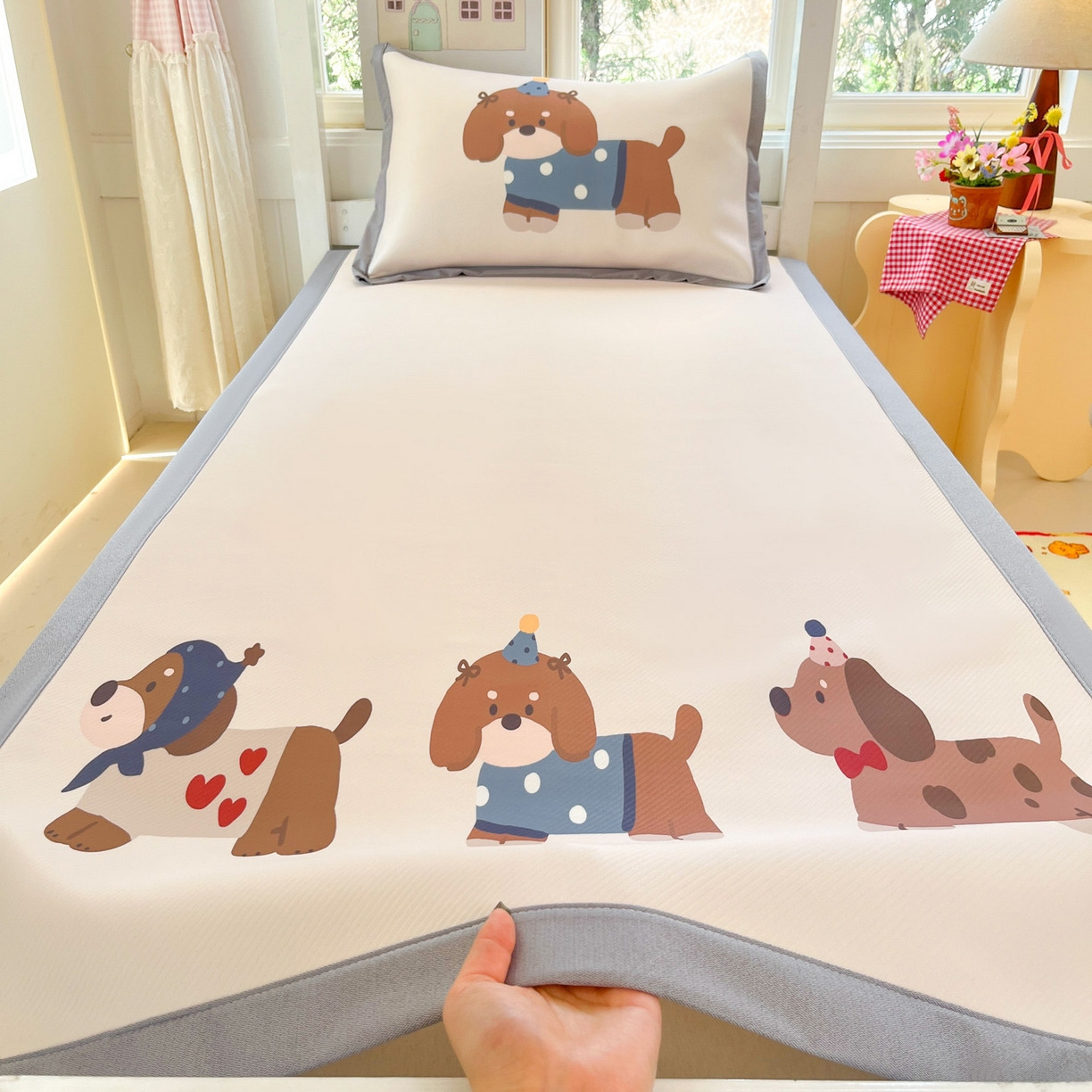 91家纺网 家纺一手货源 找家纺 （总）川悦生活 2026新款凉豆豆大阪卡通学生床凉席席子凉席