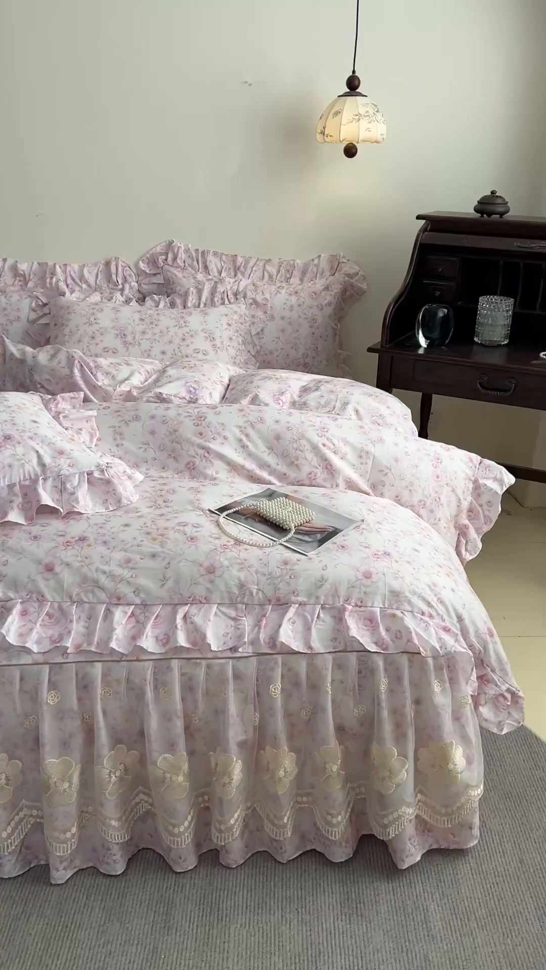 91家纺网 家纺一手货源 找家纺 宜凡家纺 2026新款全棉数码印花单层床裙②号系列四件套 恬静