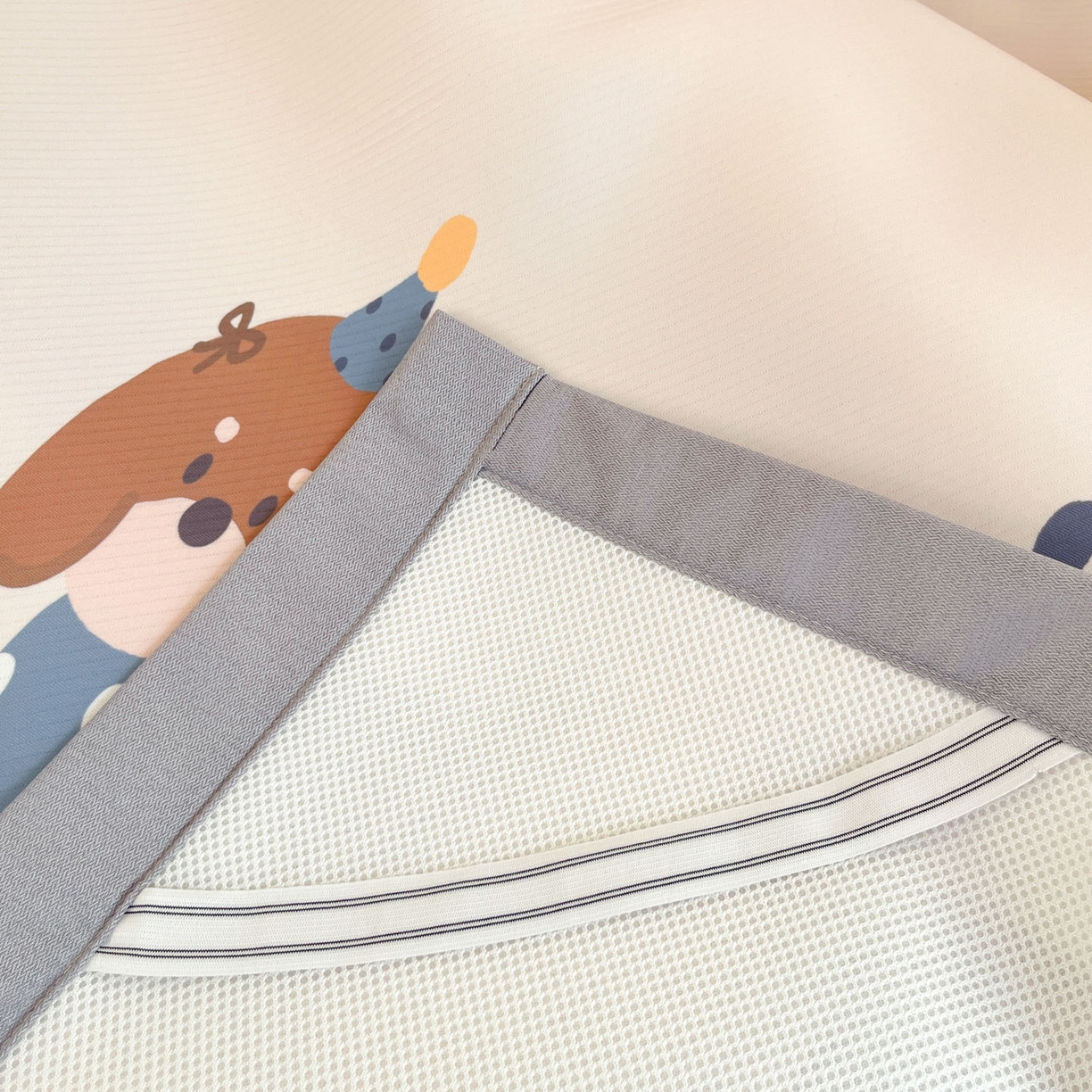 91家纺网 家纺一手货源 找家纺 川悦生活 2026新款凉豆豆大阪卡通学生床凉席席子凉席 咖啡小狗