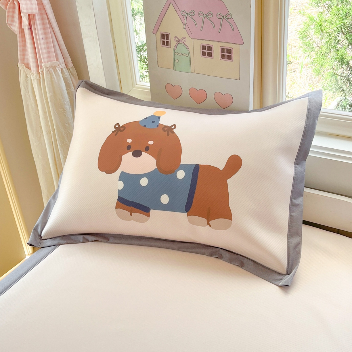 91家纺网 家纺一手货源 找家纺 川悦生活 2026新款凉豆豆大阪卡通学生床凉席席子凉席 咖啡小狗