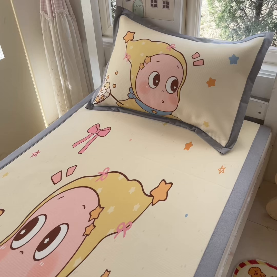 91家纺网 家纺一手货源 找家纺 川悦生活 2026新款凉豆豆大阪卡通学生床凉席席子凉席 亮星星