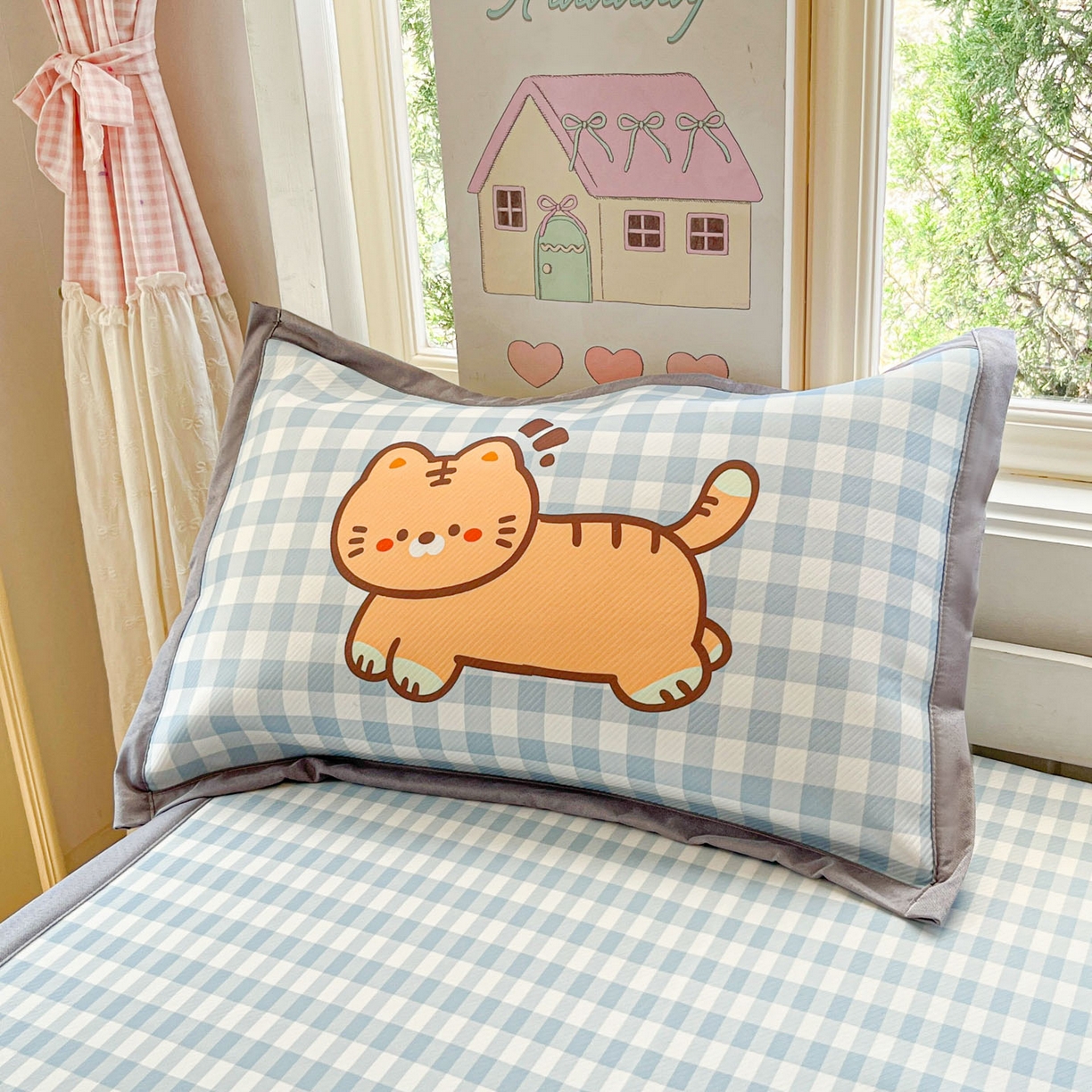 91家纺网 家纺一手货源 找家纺 川悦生活 2026新款凉豆豆大阪卡通学生床凉席席子凉席 萌萌小奶虎