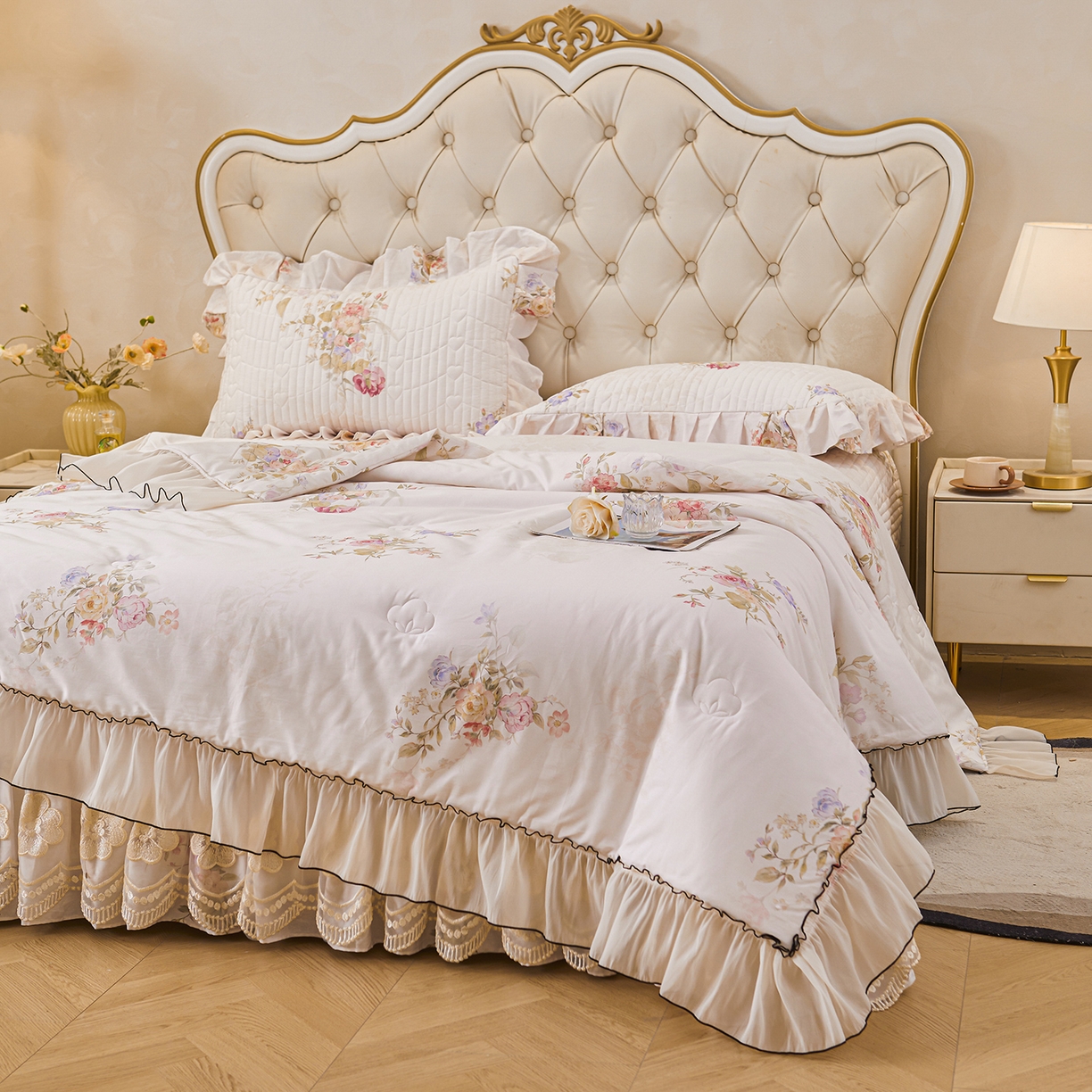 91家纺网 家纺一手货源 找家纺 宜凡家纺 2026新款全棉数码印花夏被床盖四件套②号系列 澜晚