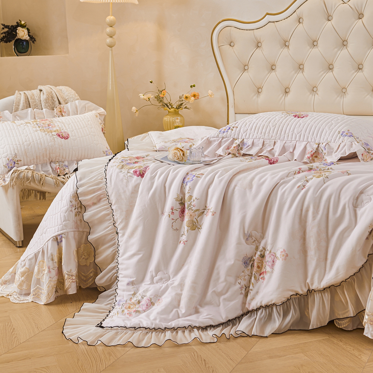 91家纺网 家纺一手货源 找家纺 宜凡家纺 2026新款全棉数码印花夏被床盖四件套②号系列 澜晚