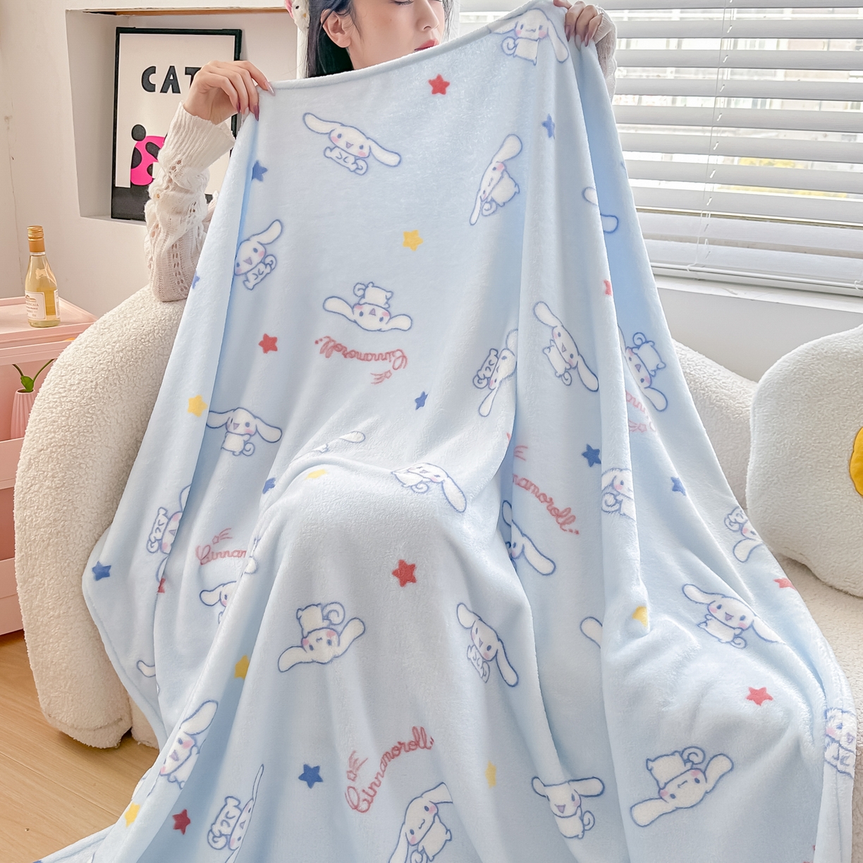 91家纺网 家纺一手货源 找家纺 博雅 2026新款三丽鸥小版牛奶绒盖毯午睡毯 小版-满版玉桂狗