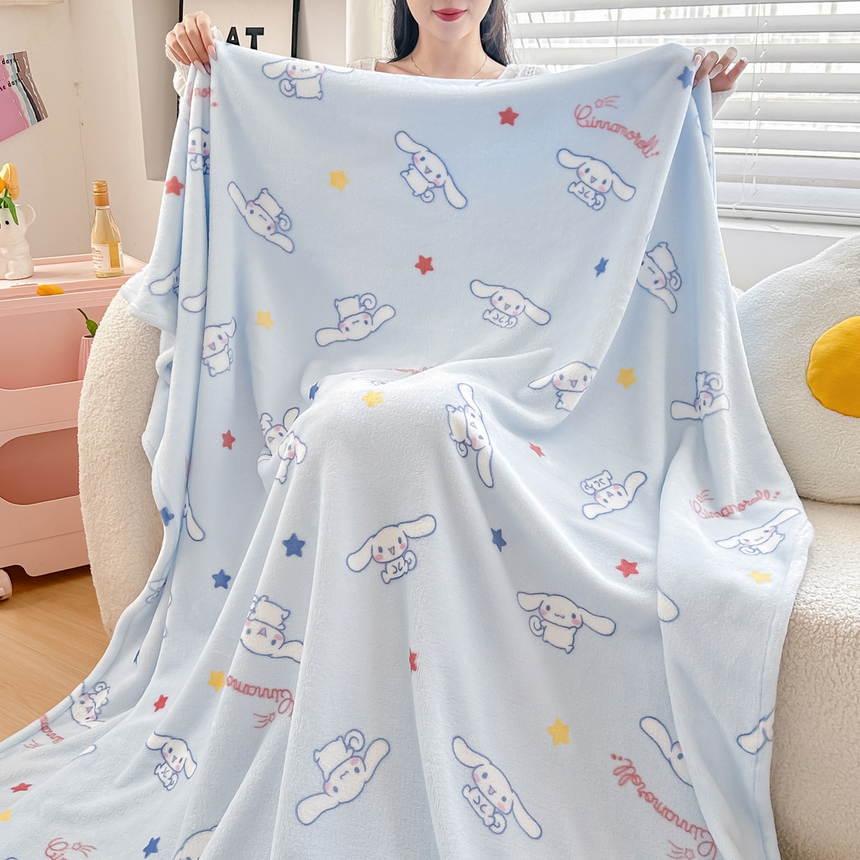 91家纺网 家纺一手货源 找家纺 博雅 2026新款三丽鸥小版牛奶绒盖毯午睡毯 小版-满版玉桂狗
