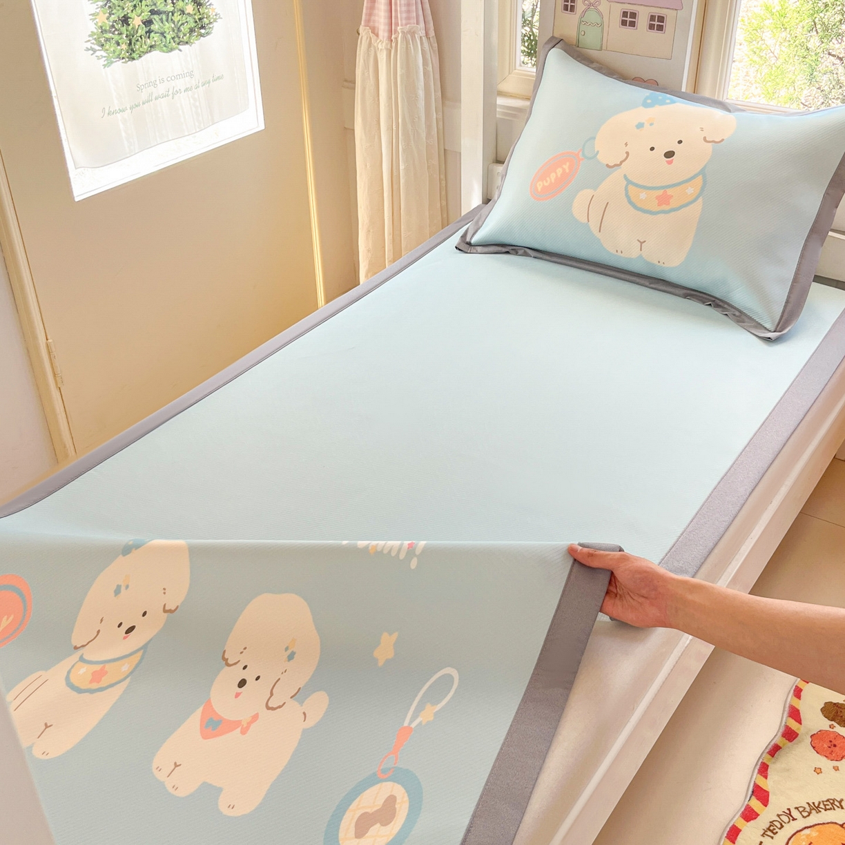 91家纺网 家纺一手货源 找家纺 川悦生活 2026新款凉豆豆大阪卡通学生床凉席席子凉席 尼塔小汪