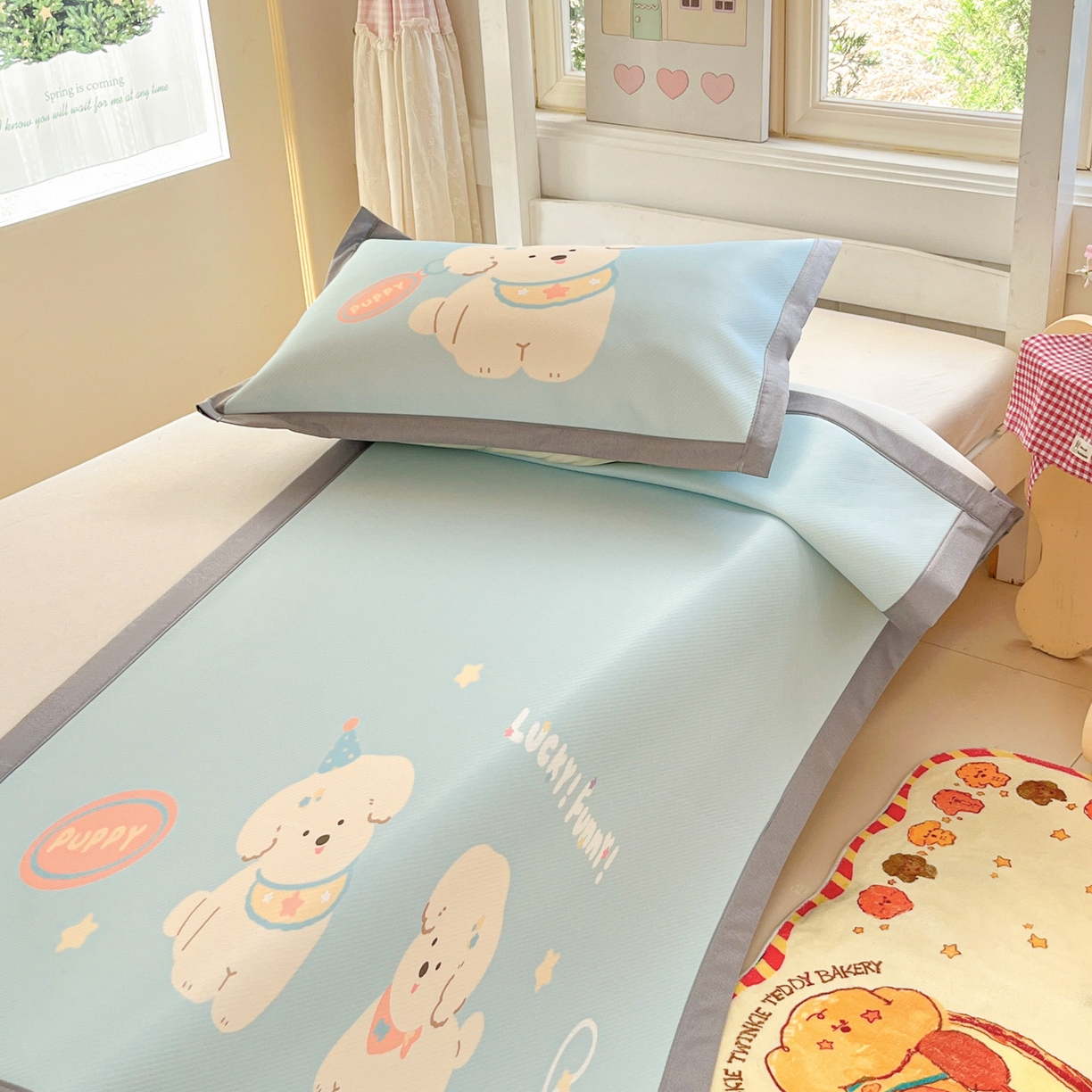 91家纺网 家纺一手货源 找家纺 川悦生活 2026新款凉豆豆大阪卡通学生床凉席席子凉席 尼塔小汪