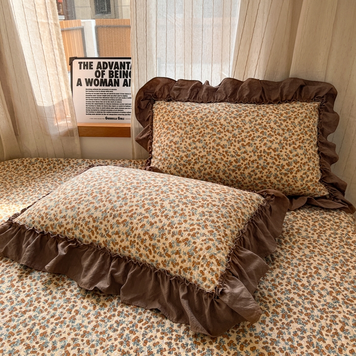 91家纺网 家纺一手货源 找家纺 梵希雅 2026新款床盖款花边夏被四件套 暖橘枝