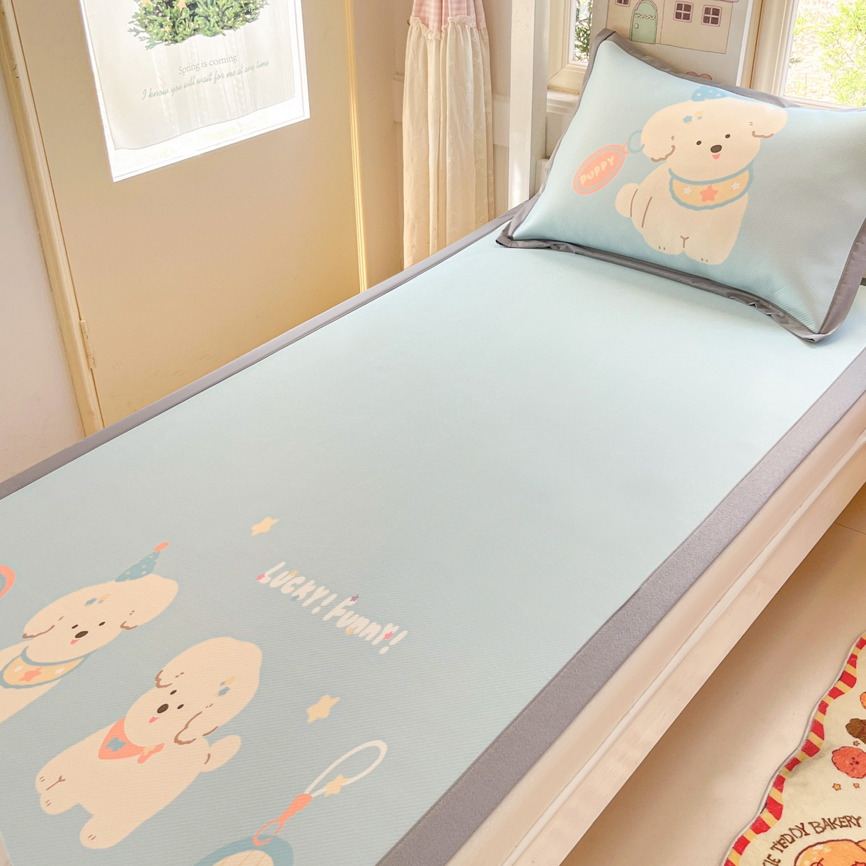 91家纺网 家纺一手货源 找家纺 川悦生活 2026新款凉豆豆大阪卡通学生床凉席席子凉席 尼塔小汪